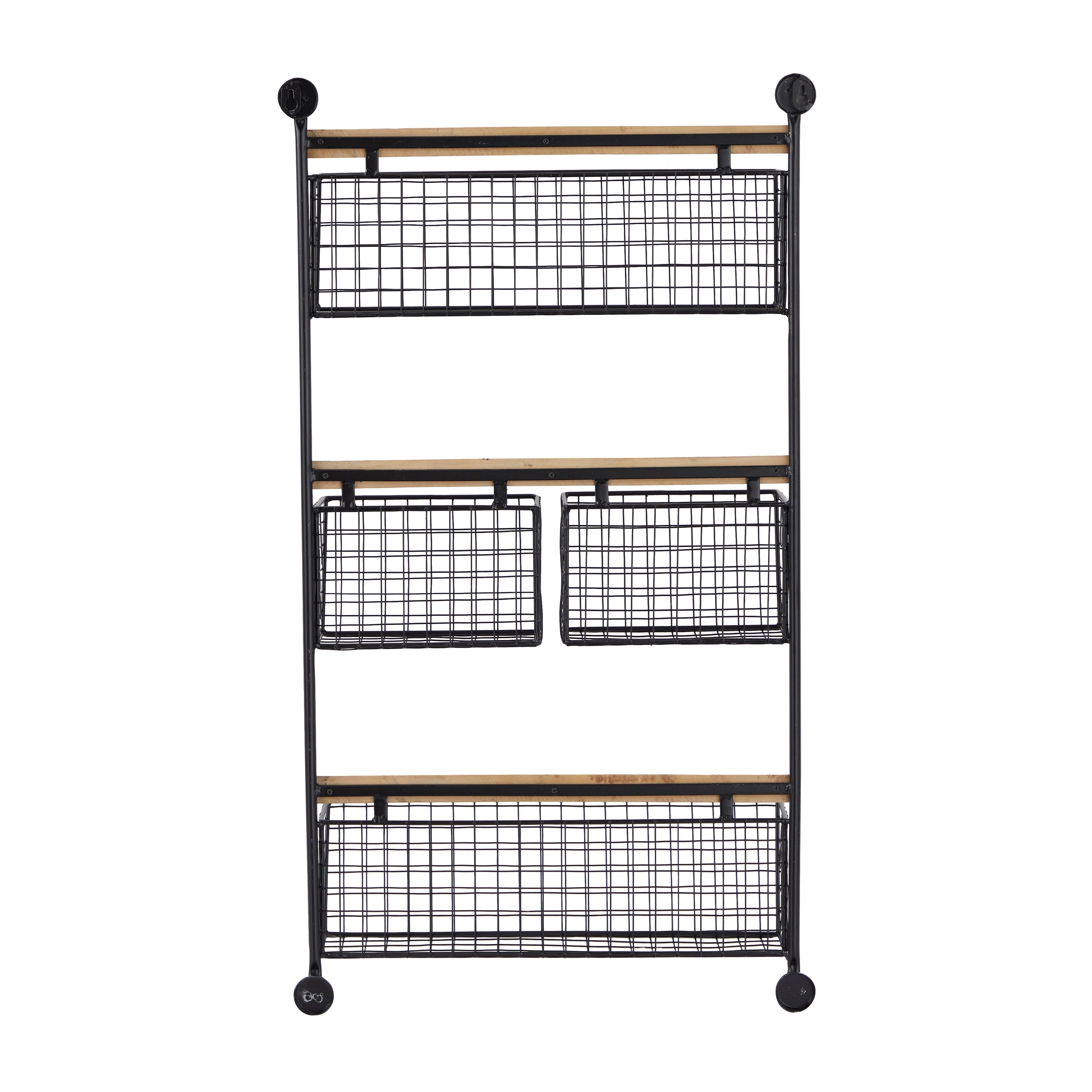 Metal Wall Mounted 4 Hanging Baskets Magazine Rack Holder - White or Black