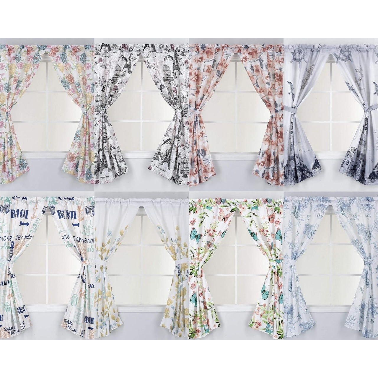 Printed Canvas Bathroom Window Curtains 54x58