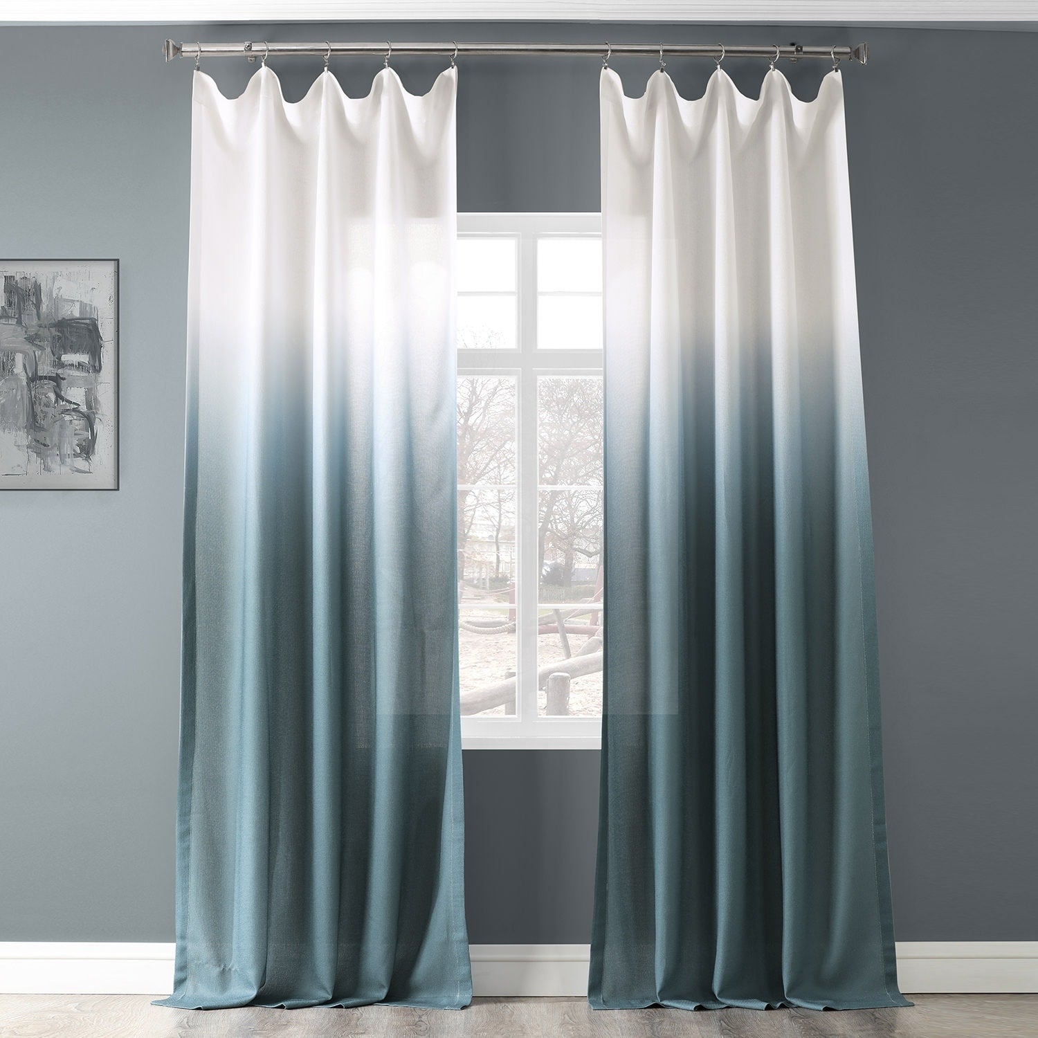 Exclusive Fabrics Ombre Faux Linen Light Filtering Curtains (1 Panel) - Lightweight Elegance, Natural Light Enhancement