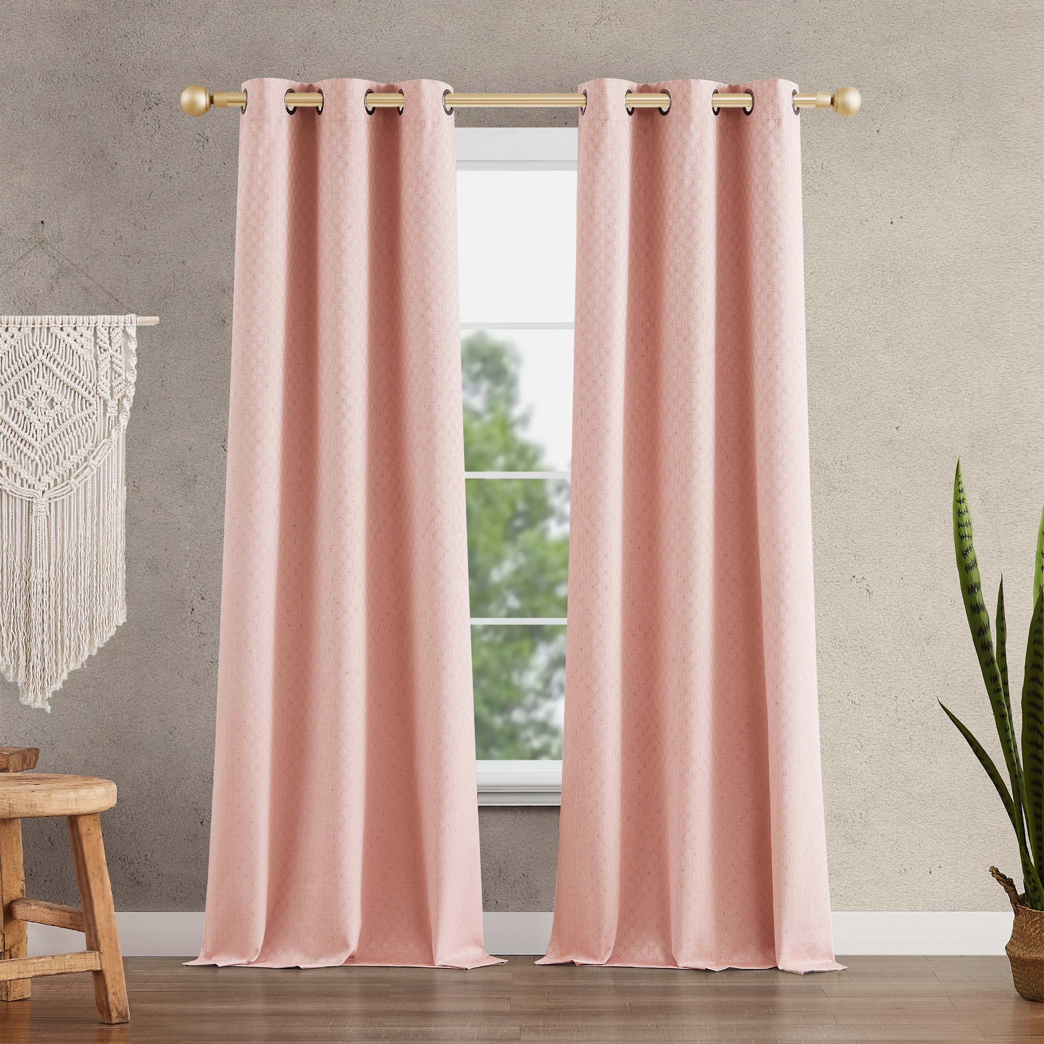 Jessica Simpson Faye Textured Blackout Grommet Window Curtain Panel Pair with Tiebacks