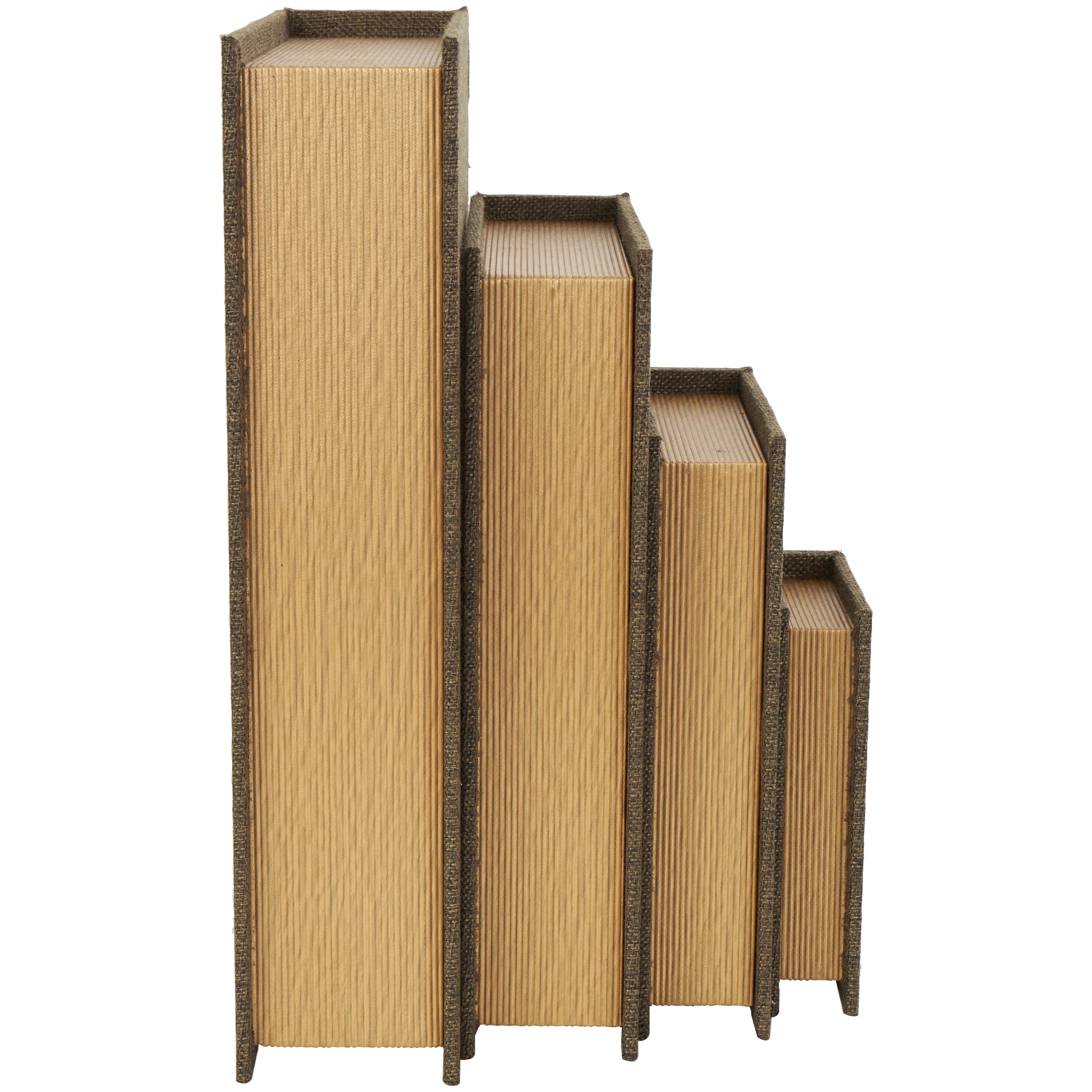 Linen Leather or Wooden Fabric Storage Book Decorative Box - Set of 3 or 4 Multi Colored - Roche River Decor