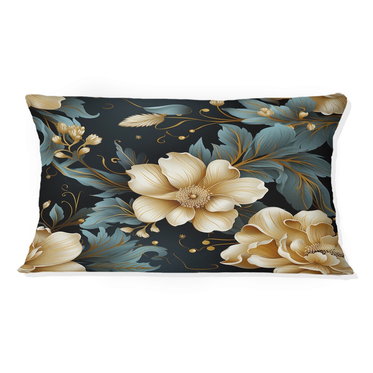 Designart Vintage Glamour Sophisticated Flowers II Glam Printed Throw Pillow