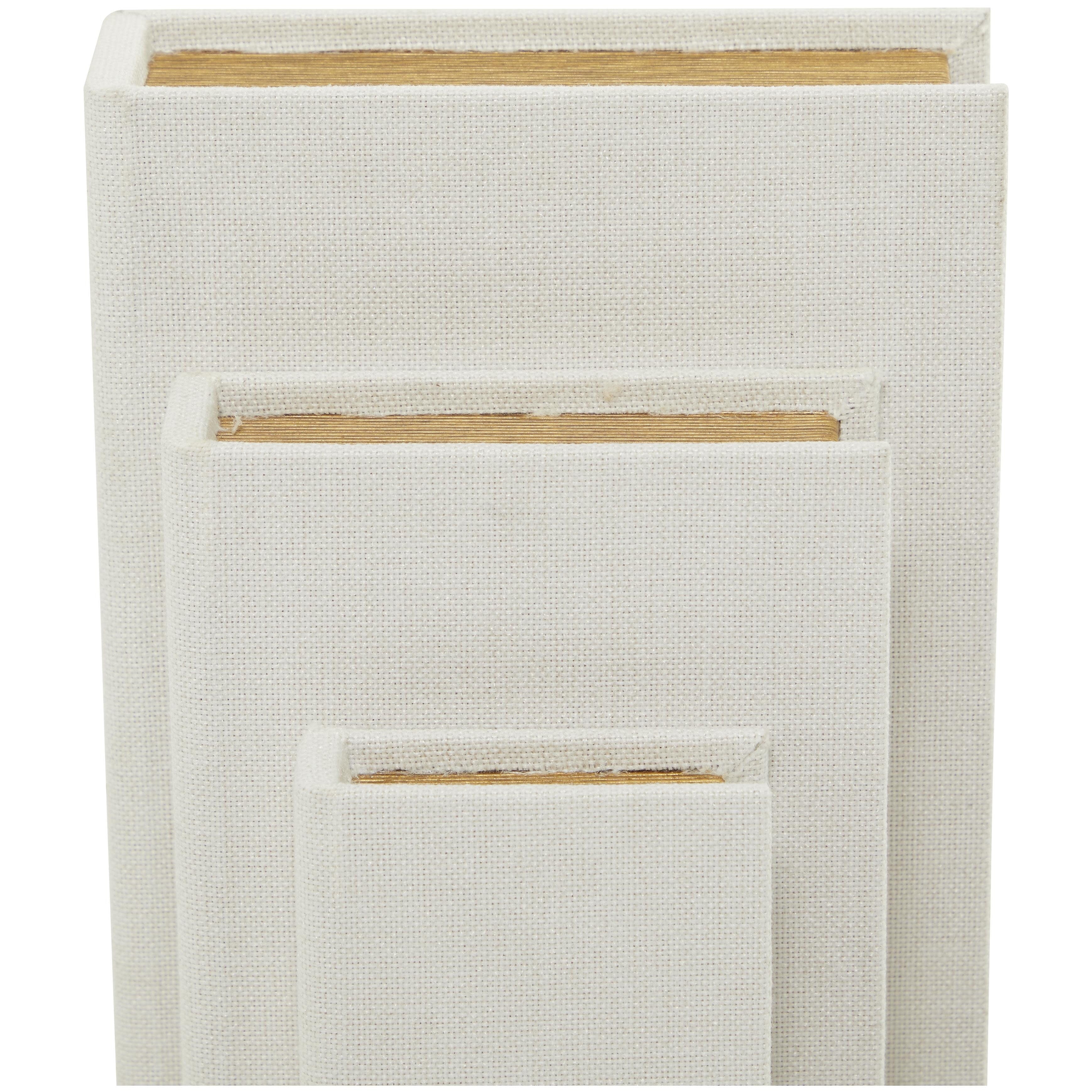 Linen Leather or Wooden Fabric Storage Book Decorative Box - Set of 3 or 4 Multi Colored - Roche River Decor