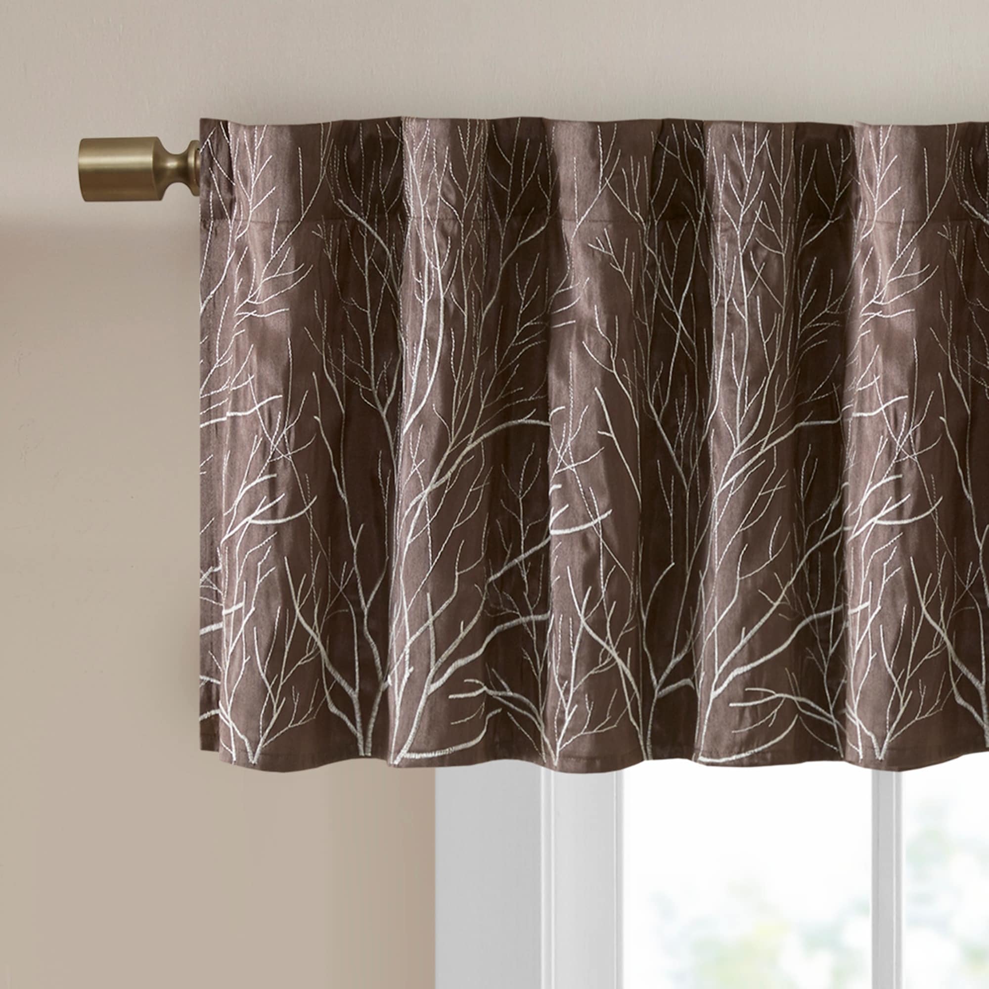 Madison Park Eliza Faux Silk Embroidered Window Valance - 50 x 18