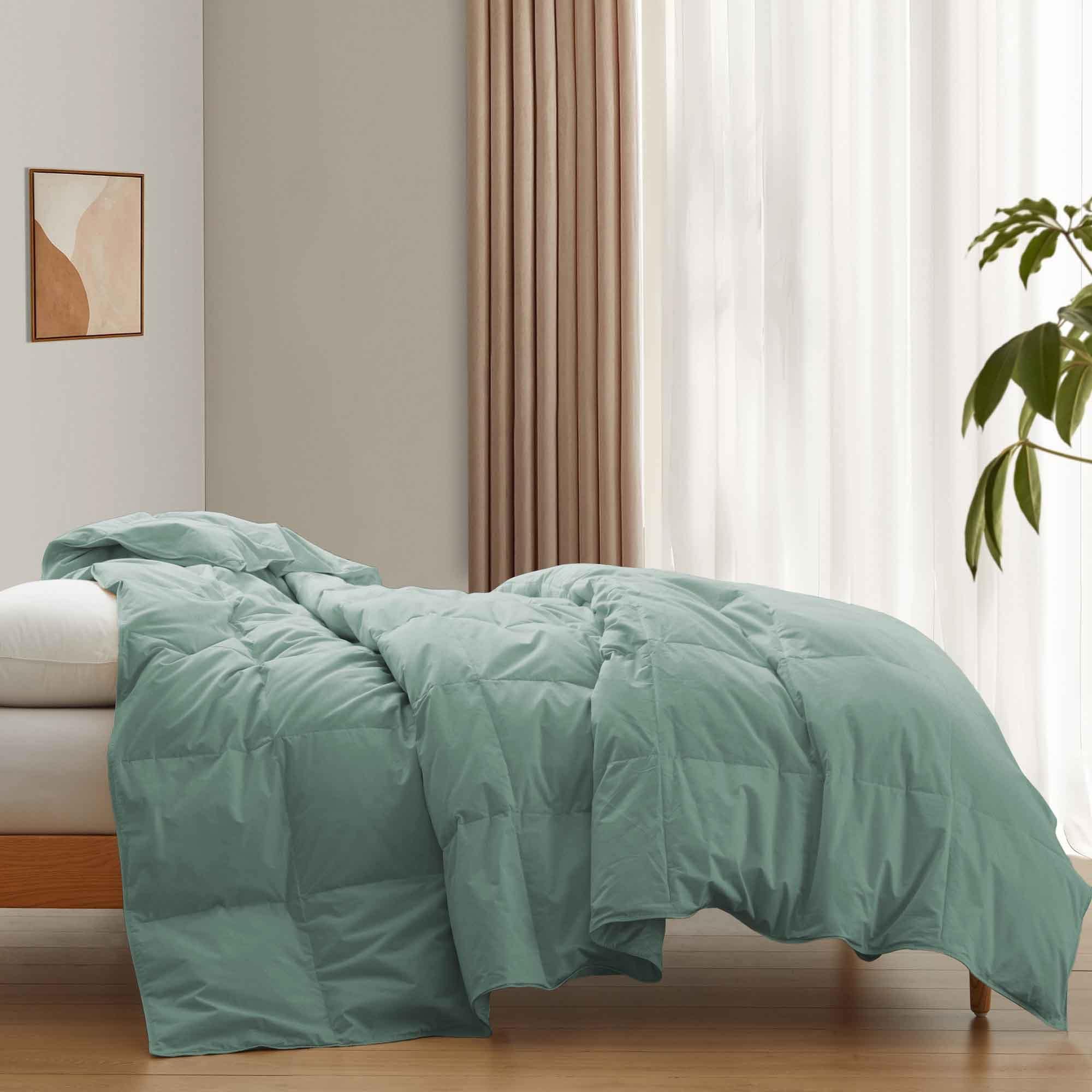 Lightweight Oversize Down Fiber Comforter Bed Blanket with 100% Organic Cotton Cover