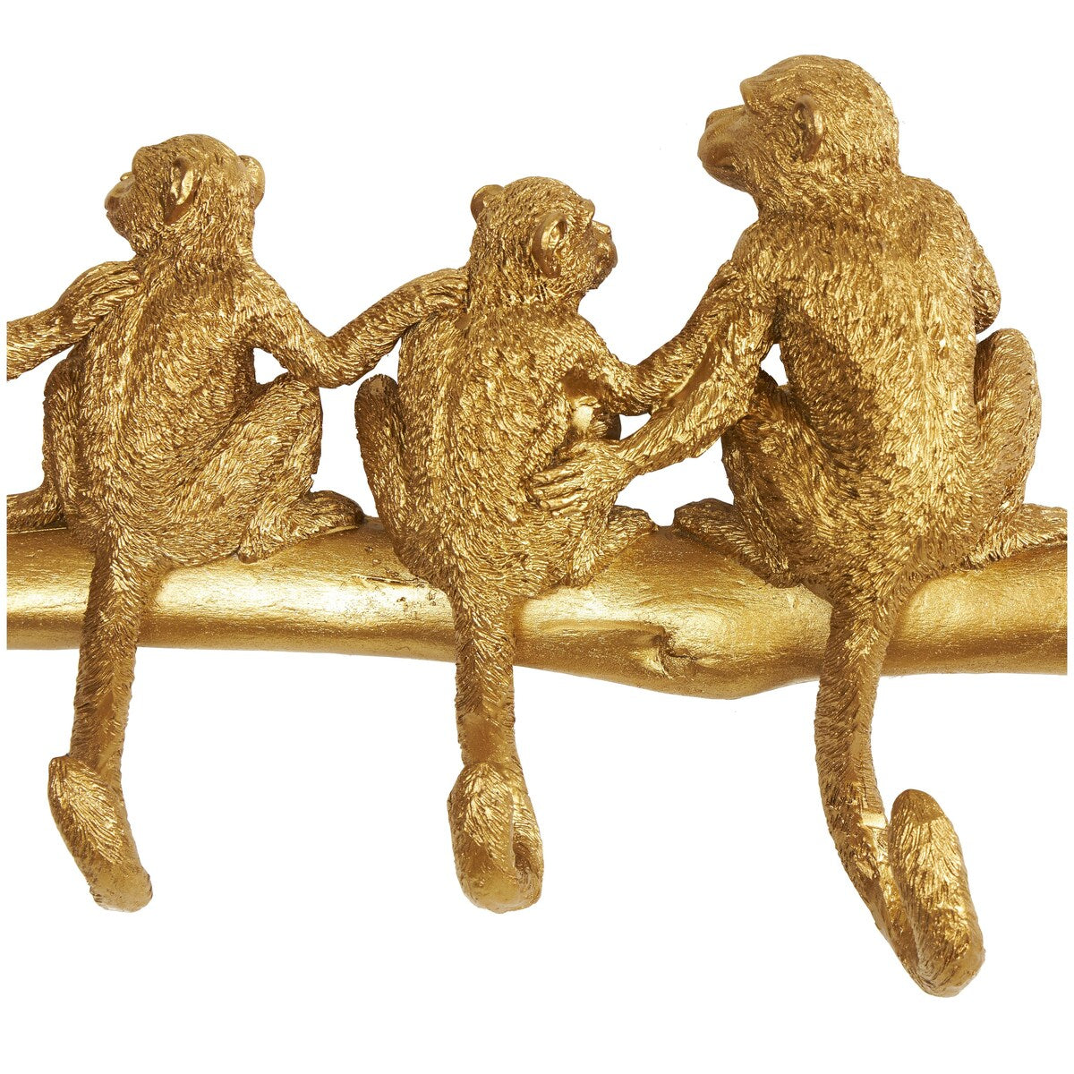 Polystone Monkey Textured 4 Hanger Wall Hook - Gold - Roche River Decor