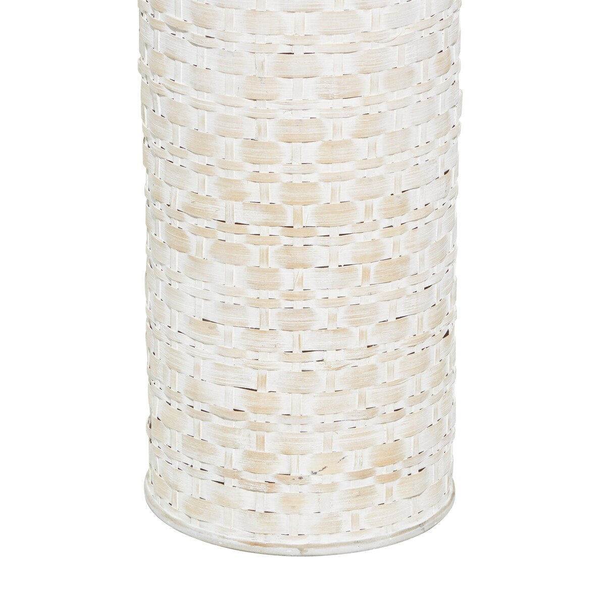 Bamboo Wood Tall Woven Floor Decorative Vase - White - Roche River Decor