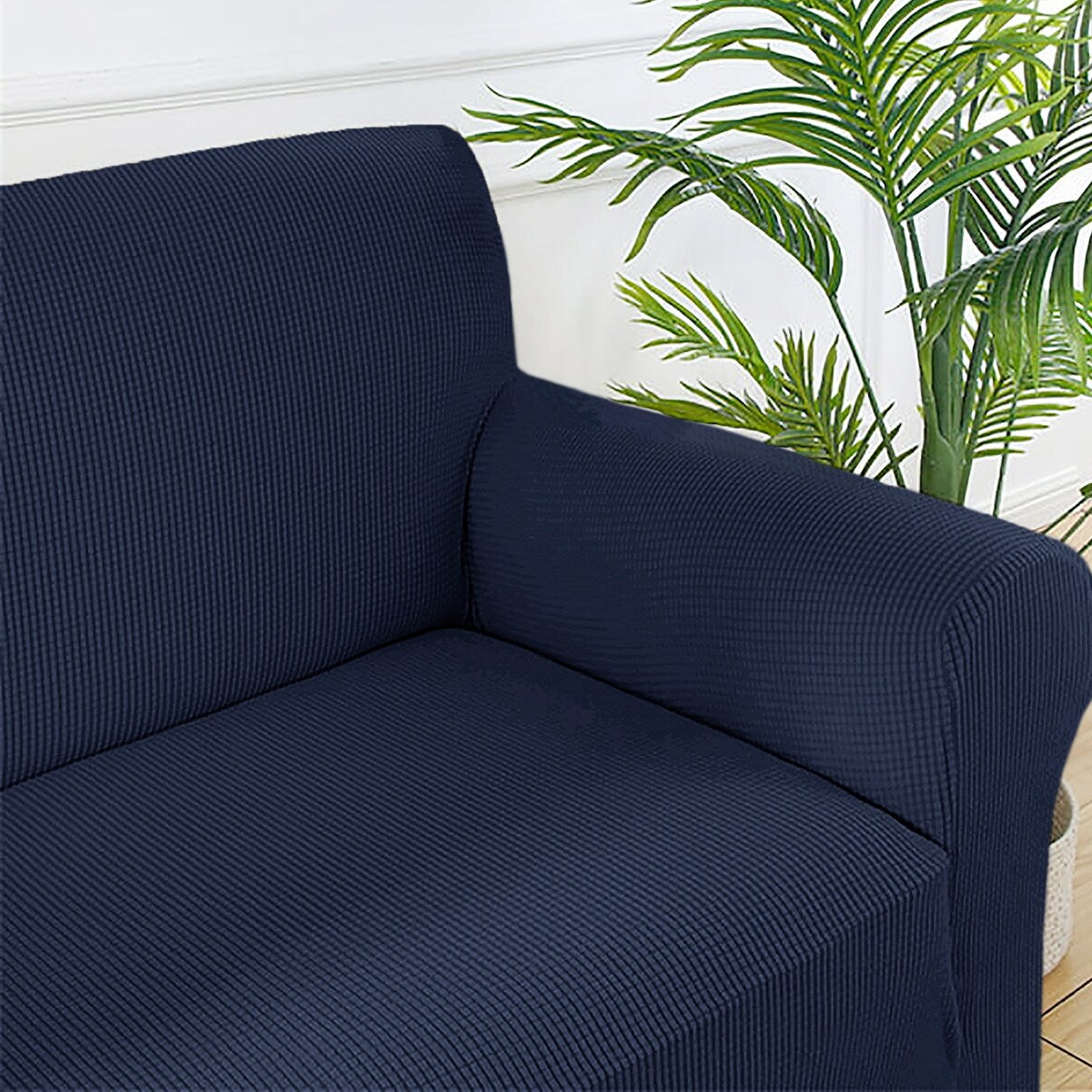 Navy Blue 3-Piece Set 4-Way Stretch Slipcover Sofa Loveseat & Armchair Cover Protector - 96 x 74