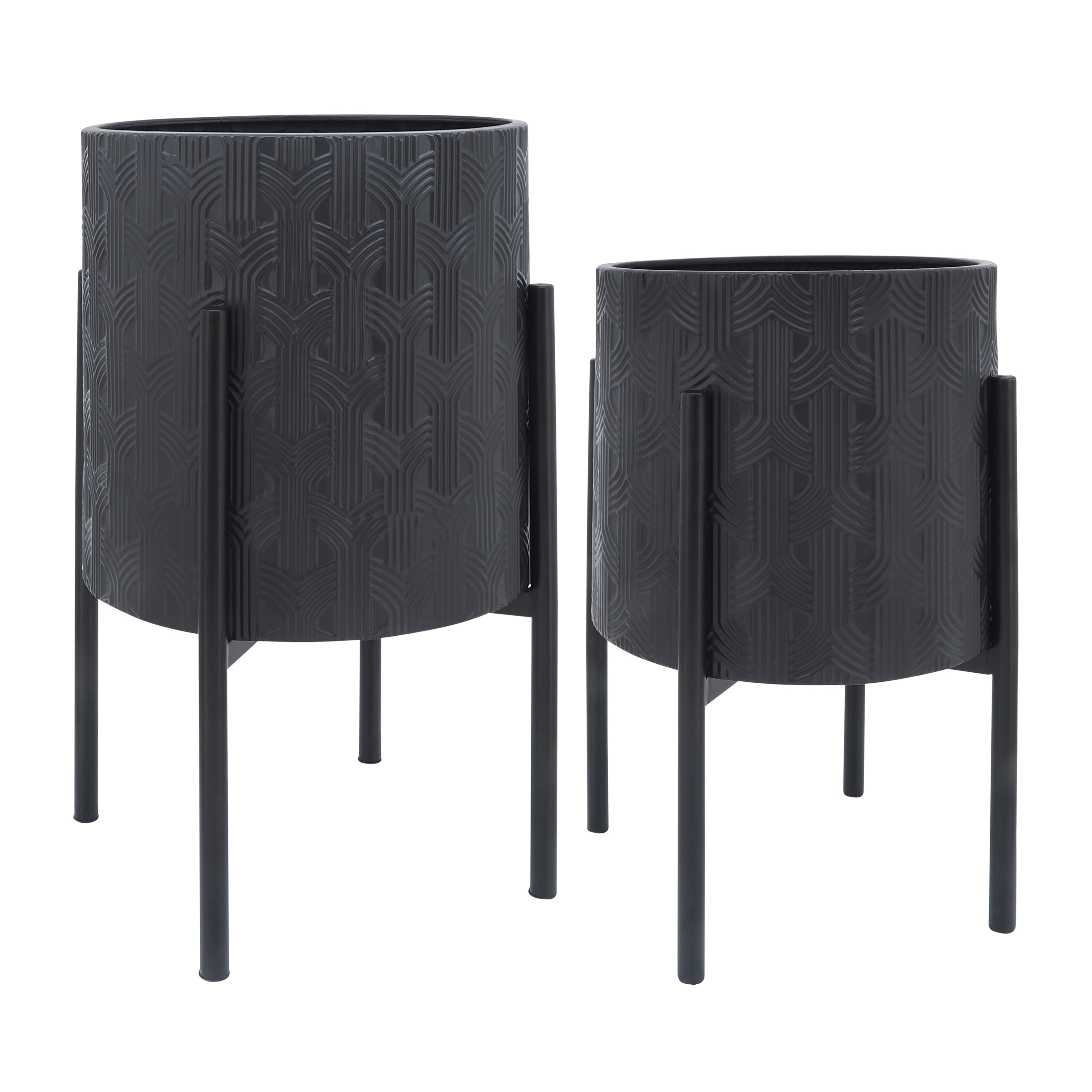 Sagebrook Home Chic Modern Planter Set of 2 - A Statement Piece for Indoor or Outdoor Greenery, Ideal for Contemporary Spaces