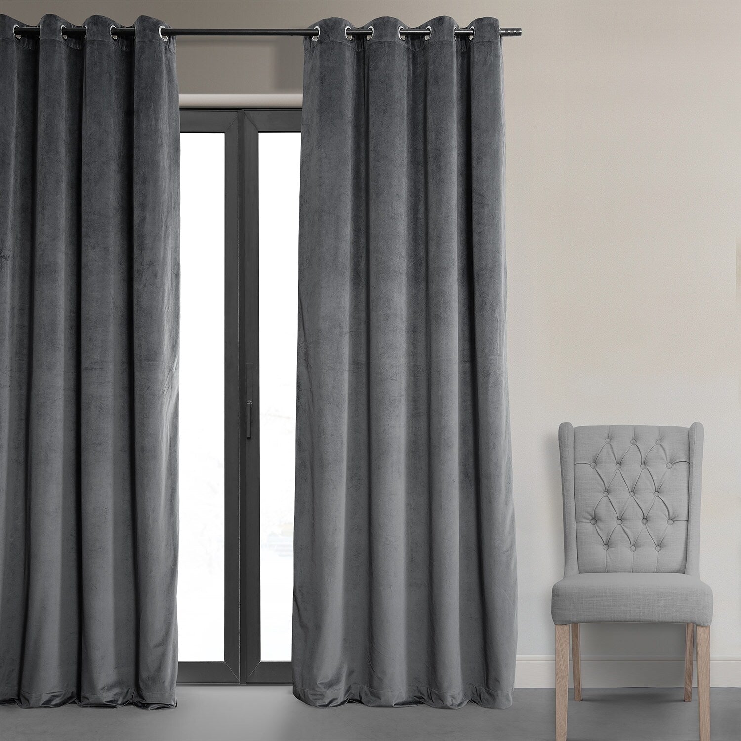 Exclusive Fabrics Signature Grommet Velvet Blackout Curtain (1 Panel)