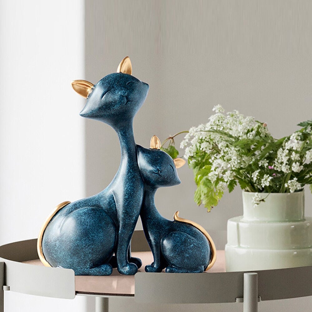 Blue Deer Figurine Home Decor Resin Sculpture Decorative Gifts