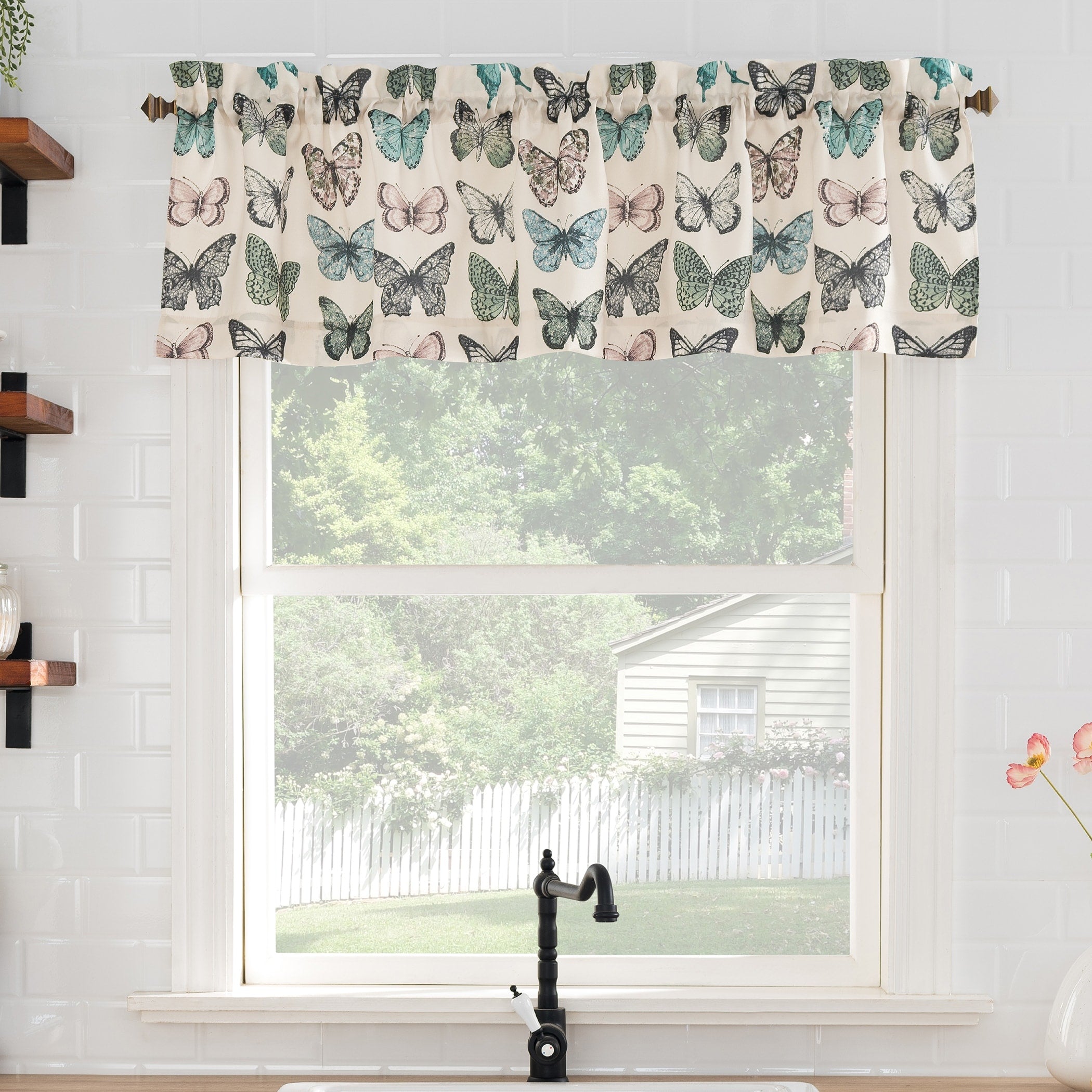 No. 918 Magdalena Crushed Voile Sheer Rod Pocket Kitchen Curtain Valance - 56 x 14 - 56 x 14