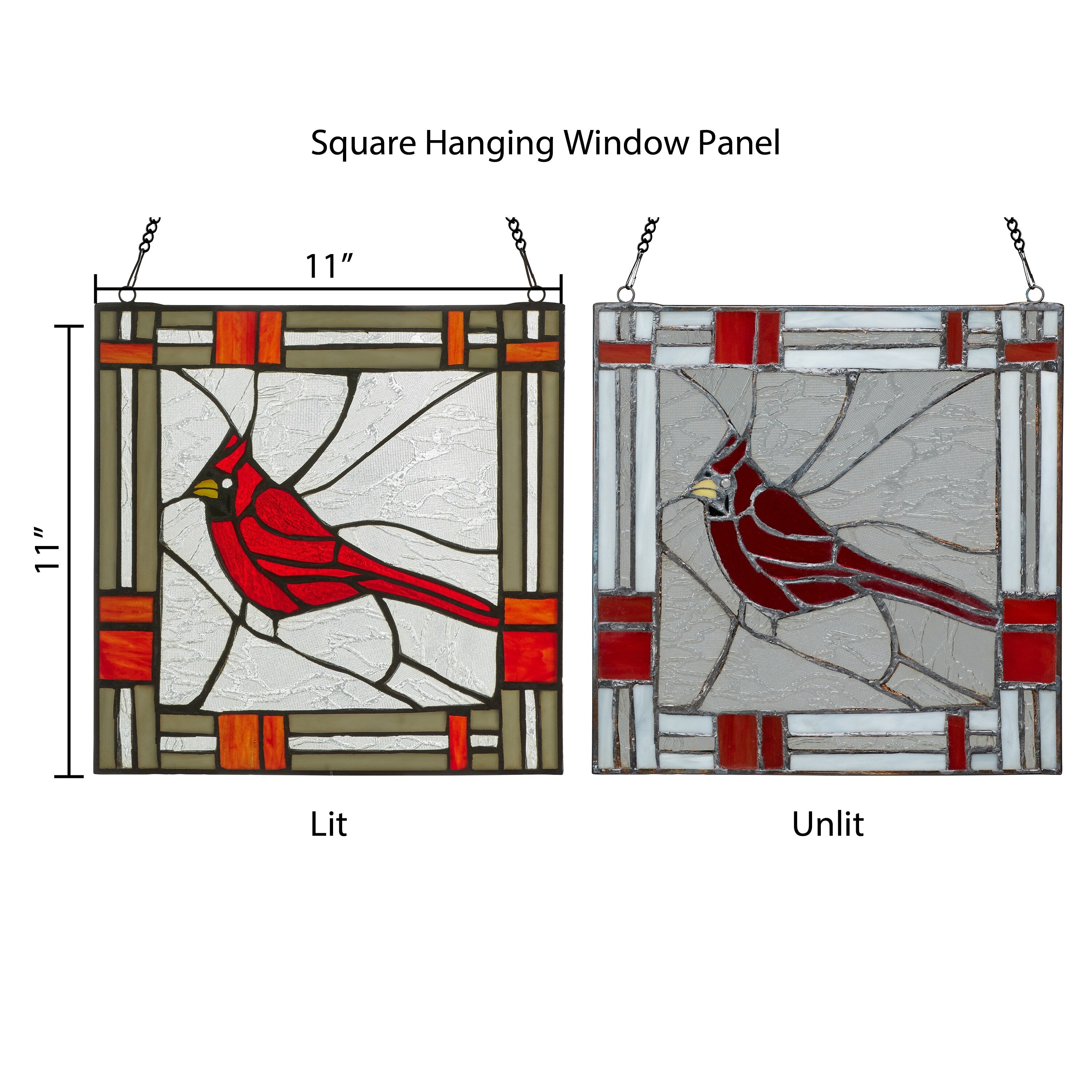 River of Goods 11H Carol the Cardinal Stained Glass Window Panel - 11 x 0.25 x 11