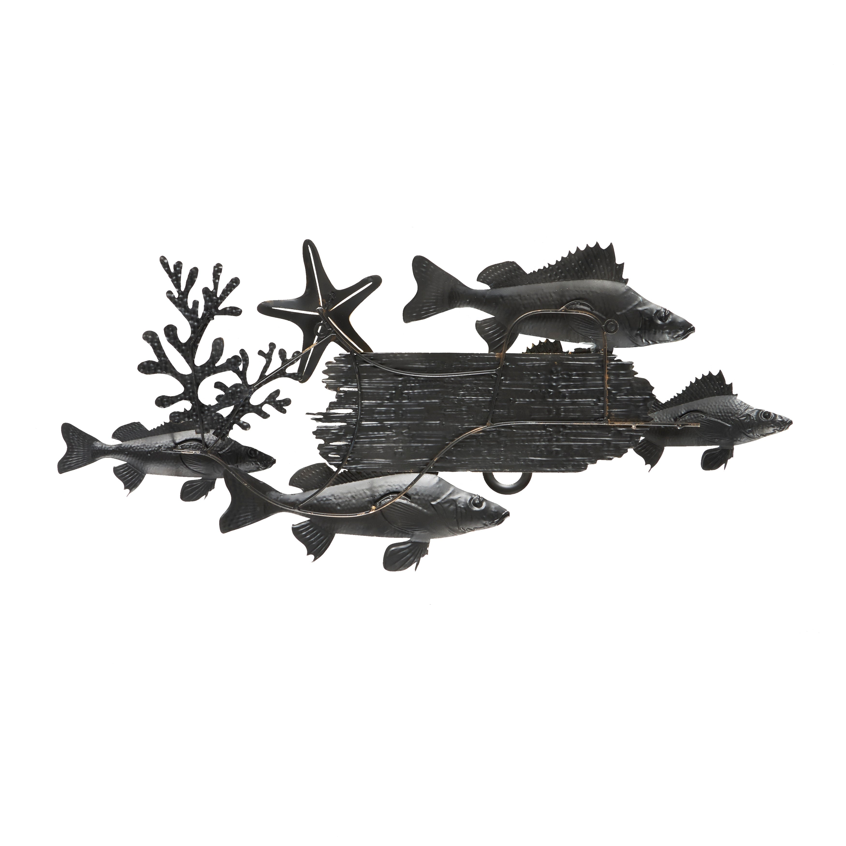 Metal Fish Wall Decor with Gold Accents - Blue - Roche River Decor