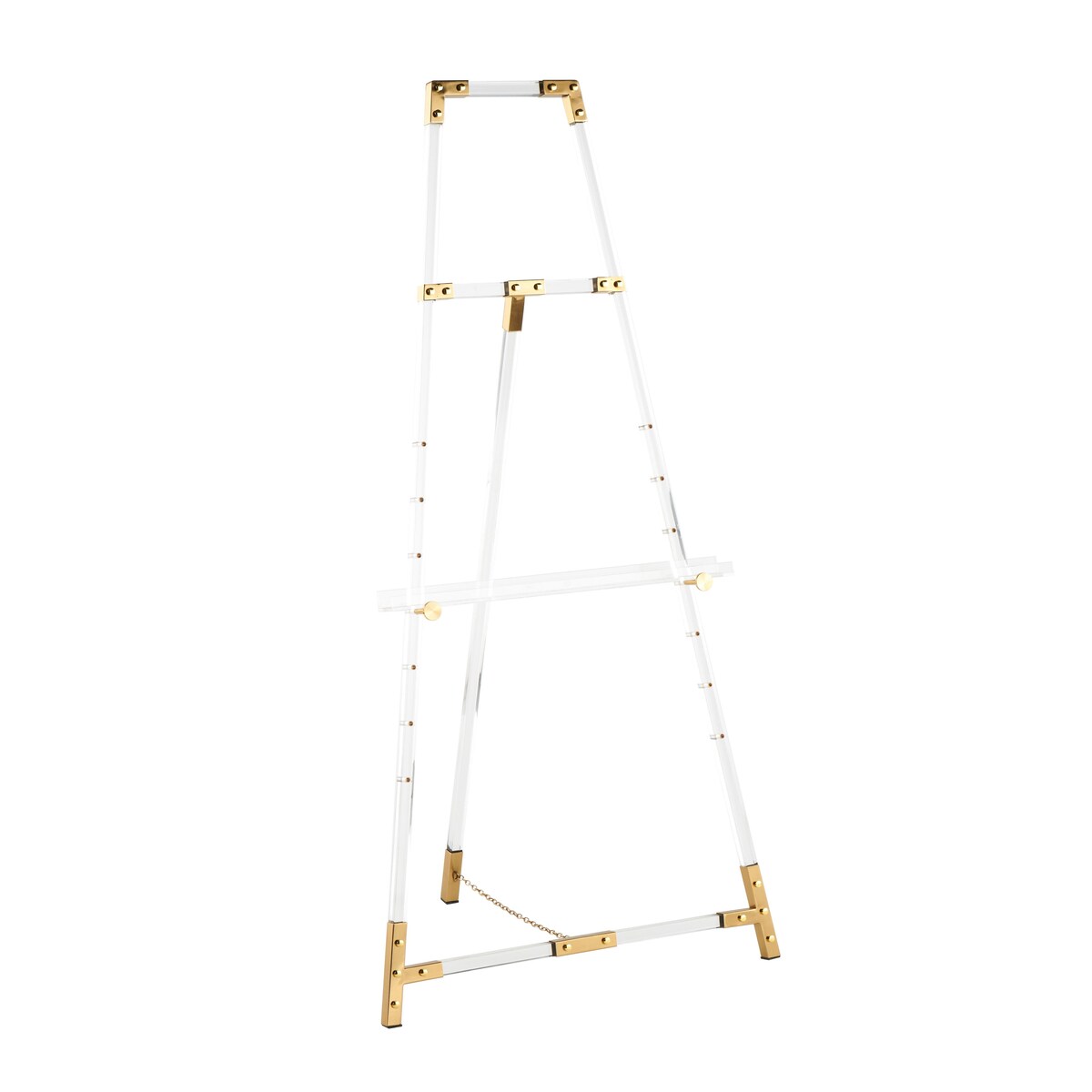 Acrylic Plastic Adjustable 7 Tier Display Easel with Silver or Gold Accents and Chain Support - Clear - Roche River Decor