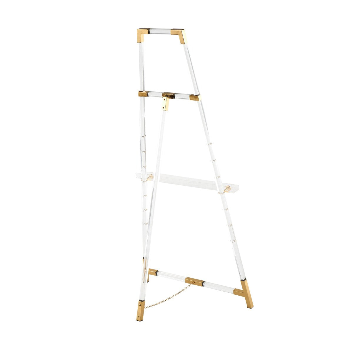 Acrylic Plastic Adjustable 7 Tier Display Easel with Silver or Gold Accents and Chain Support - Clear - Roche River Decor