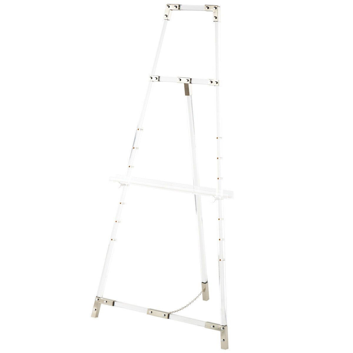 Acrylic Plastic Adjustable 7 Tier Display Easel with Silver or Gold Accents and Chain Support - Clear - Roche River Decor