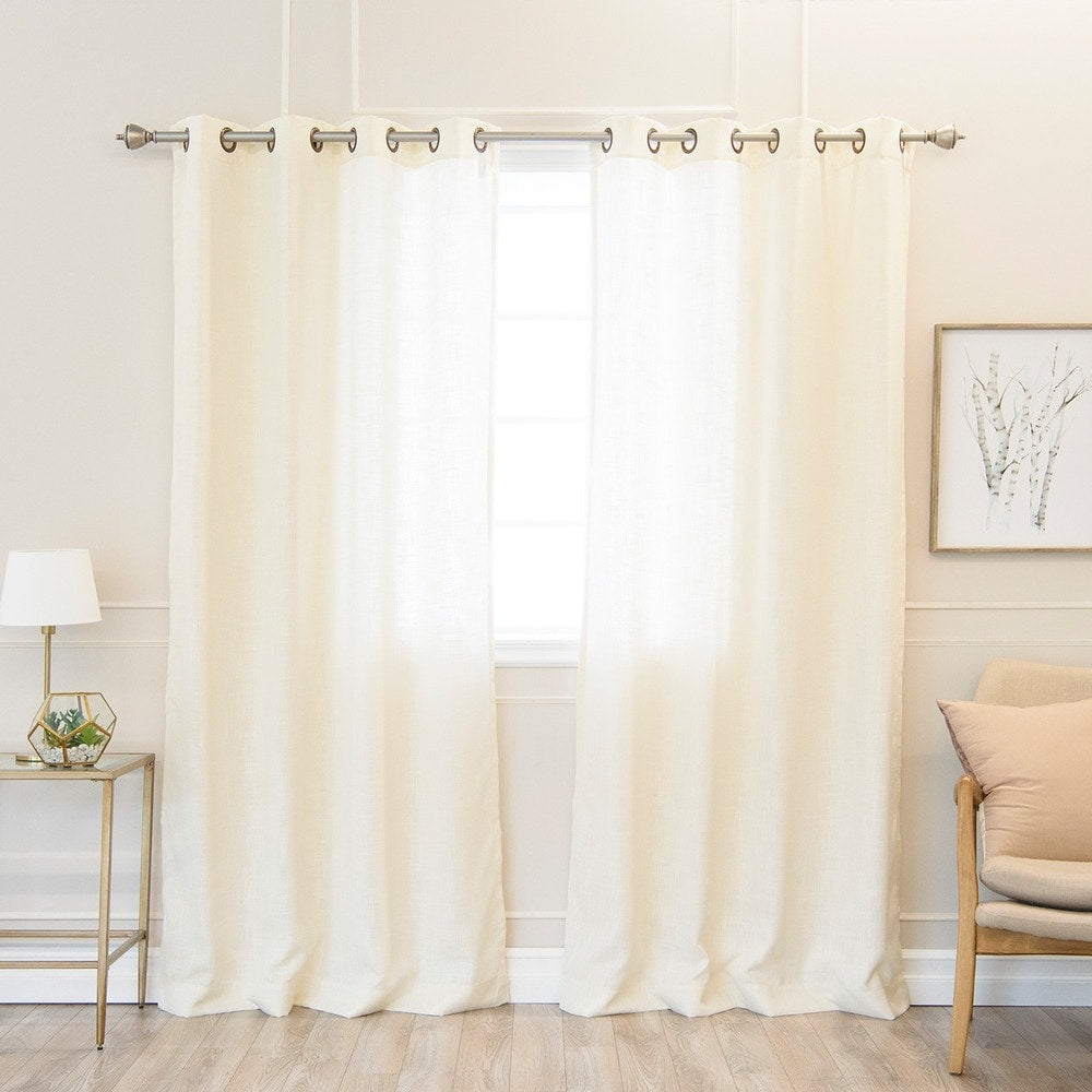 Aurora Home Faux Linen Grommet 84-inch Curtain Panel Pair - 50 x 84 - 50 x 84