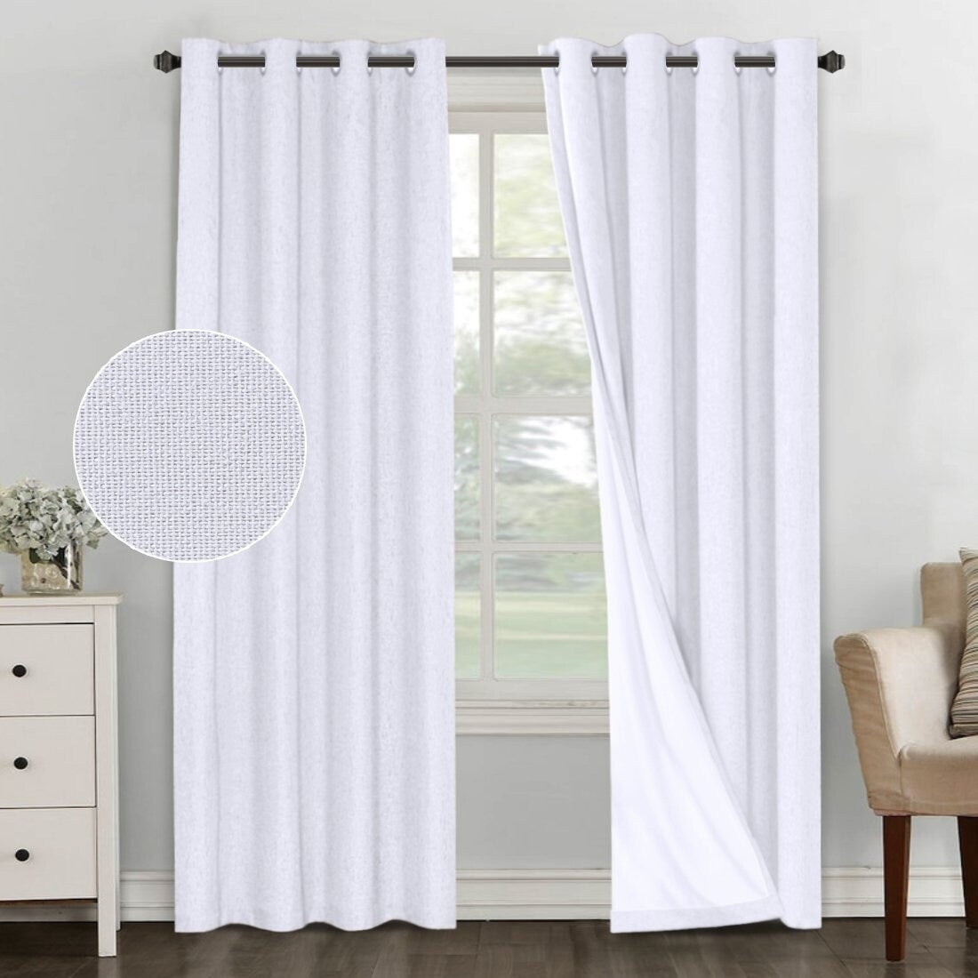 PrimeBeau Thermal Insulated Blackout Curtains w/Waterproof Coating