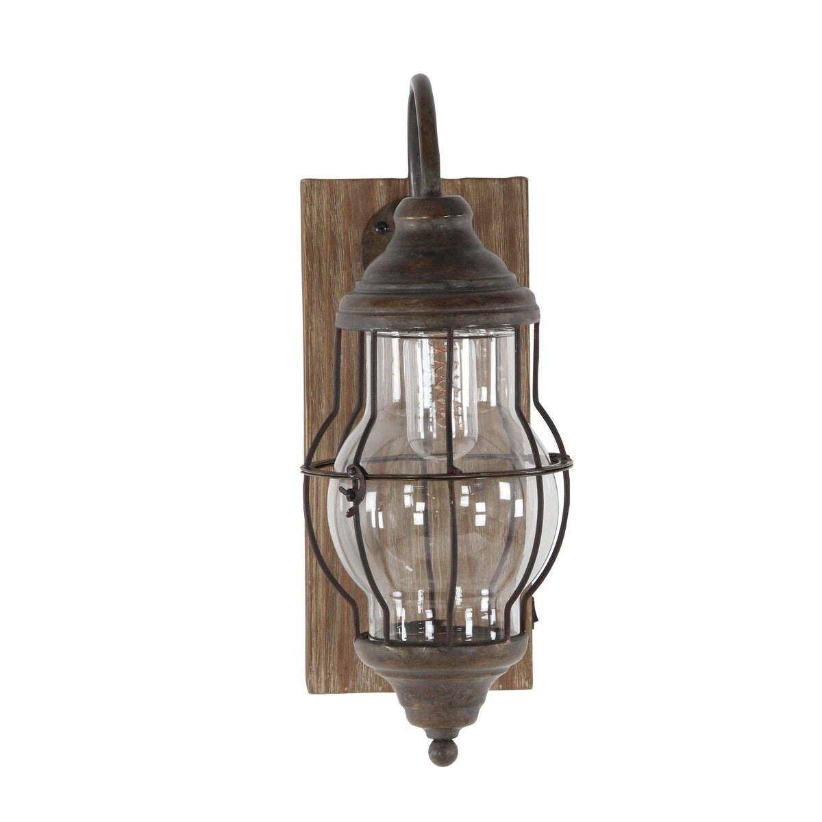 Metal Battery Operated Room Accent Lamp with Included Fixed LED Light - Brown - Roche River Decor