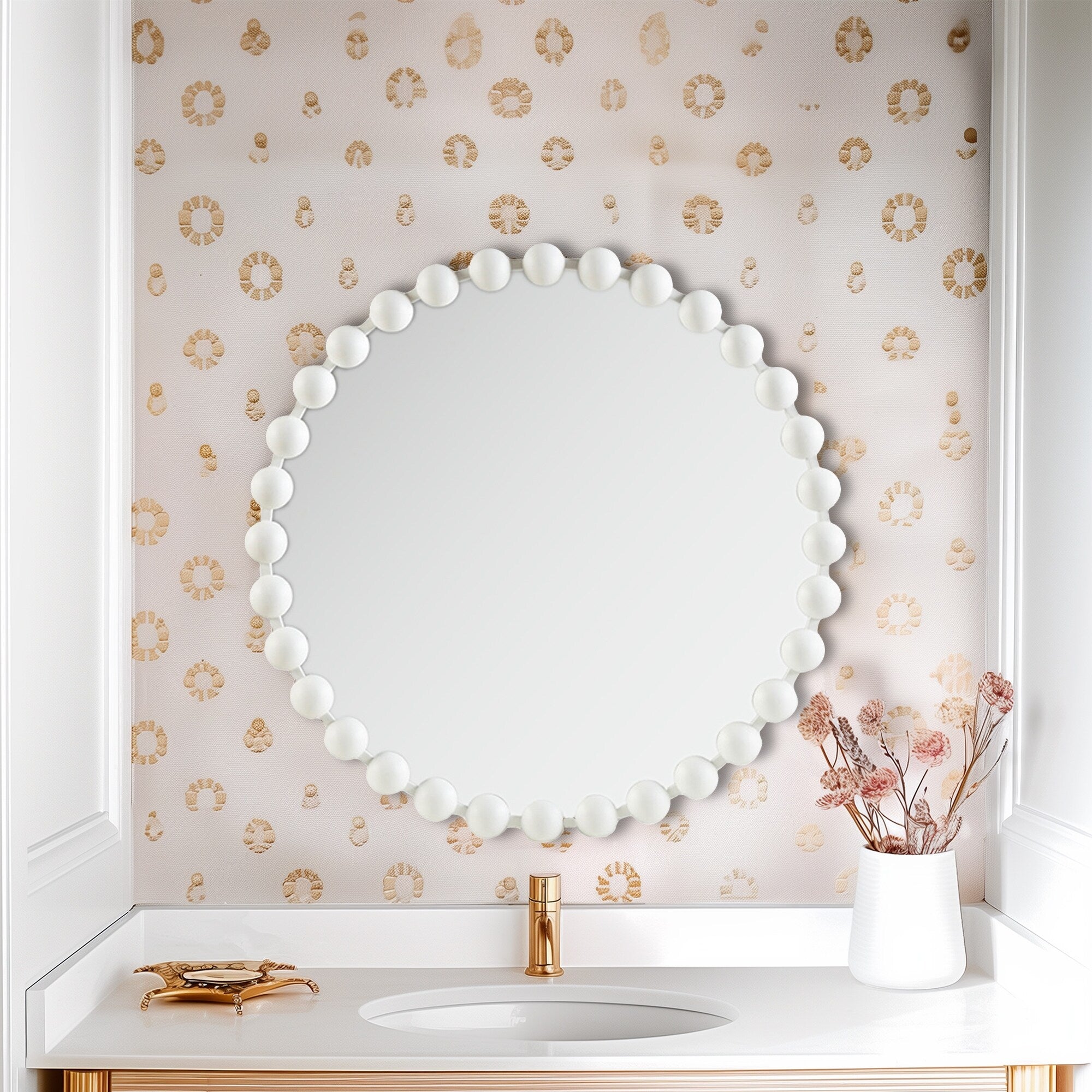 Madison Park Signature Marlowe Beaded Round Wall Mirror