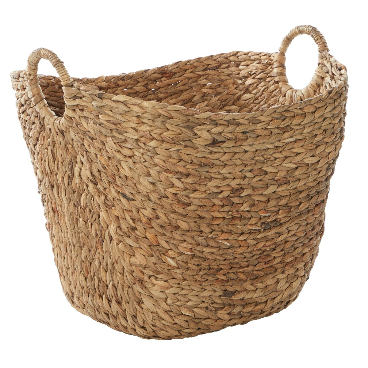 Seagrass Handmade Large Woven Decorative and Functional Storage Basket with Handle - Brown, White, Black - Roche River Decor