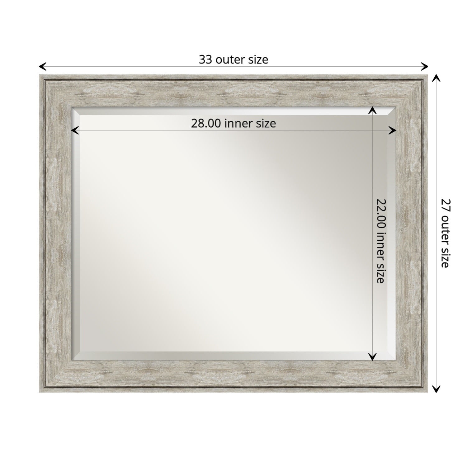 Beveled Bathroom Wall Mirror - Crackled Metallic Frame