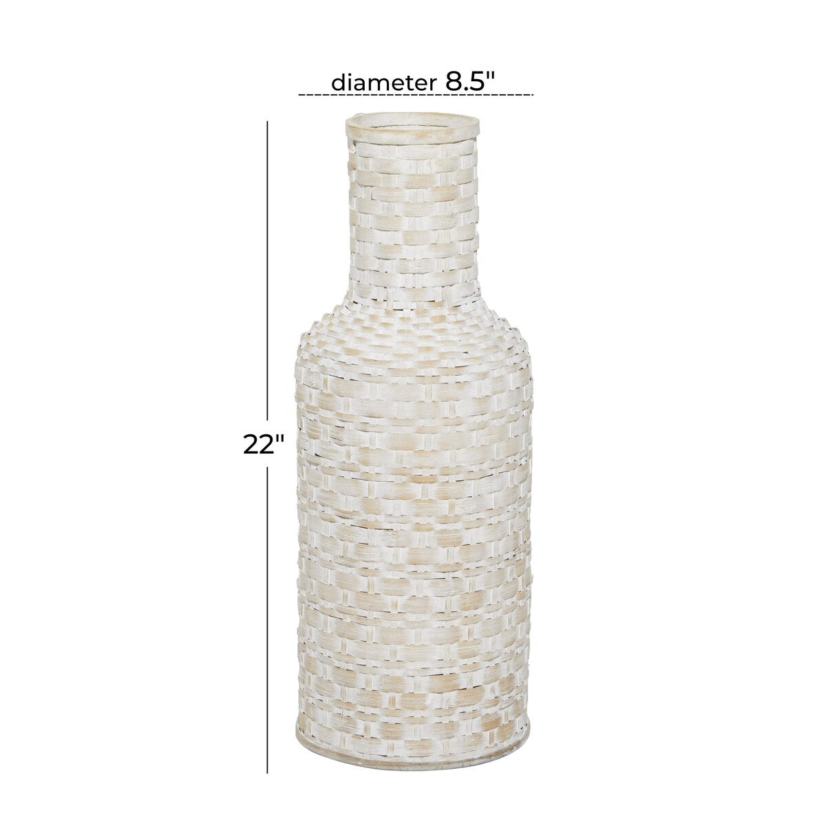 Bamboo Wood Tall Woven Floor Decorative Vase - White - Roche River Decor