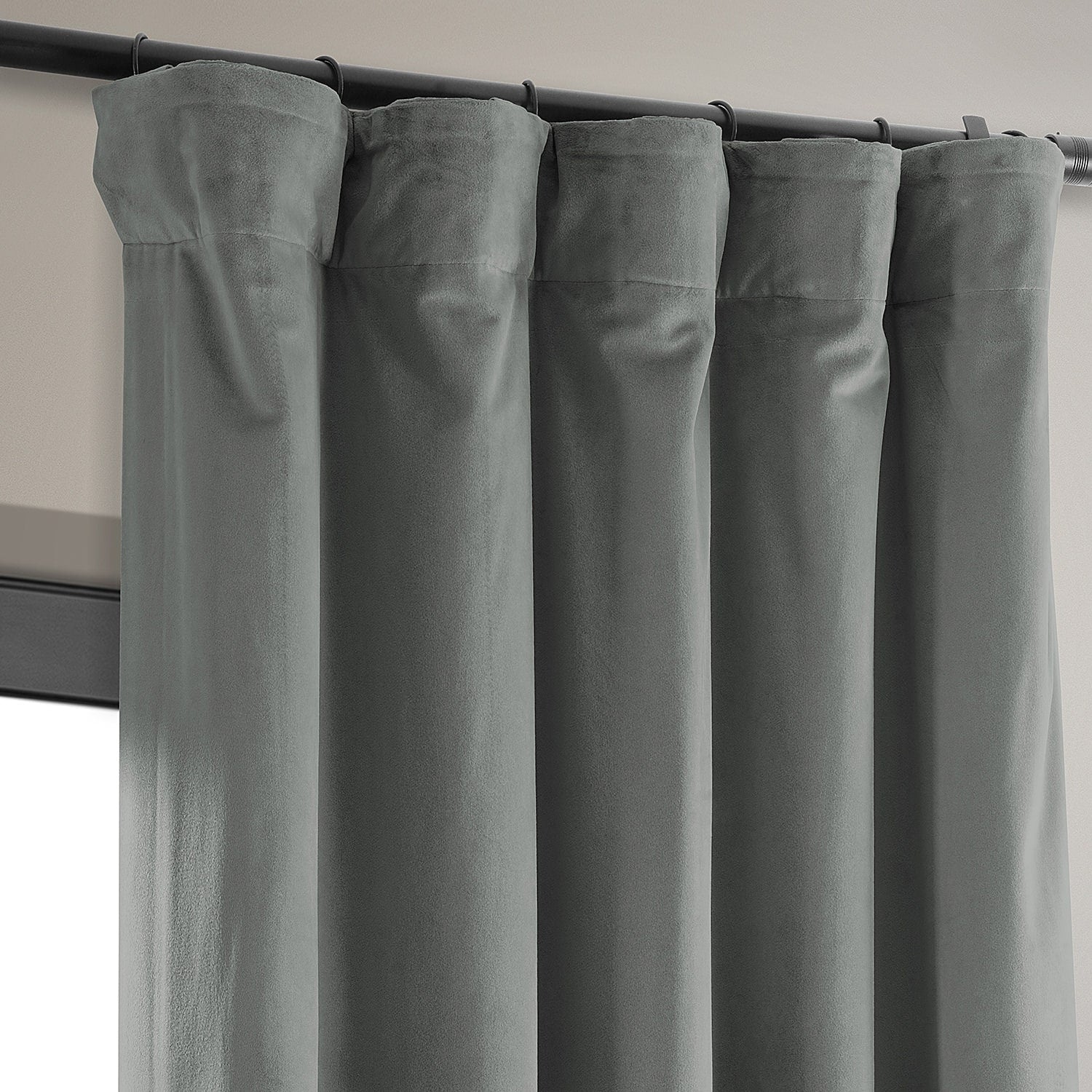 Exclusive Fabrics Signature Silver Grey Blackout Velvet Curtain Panel