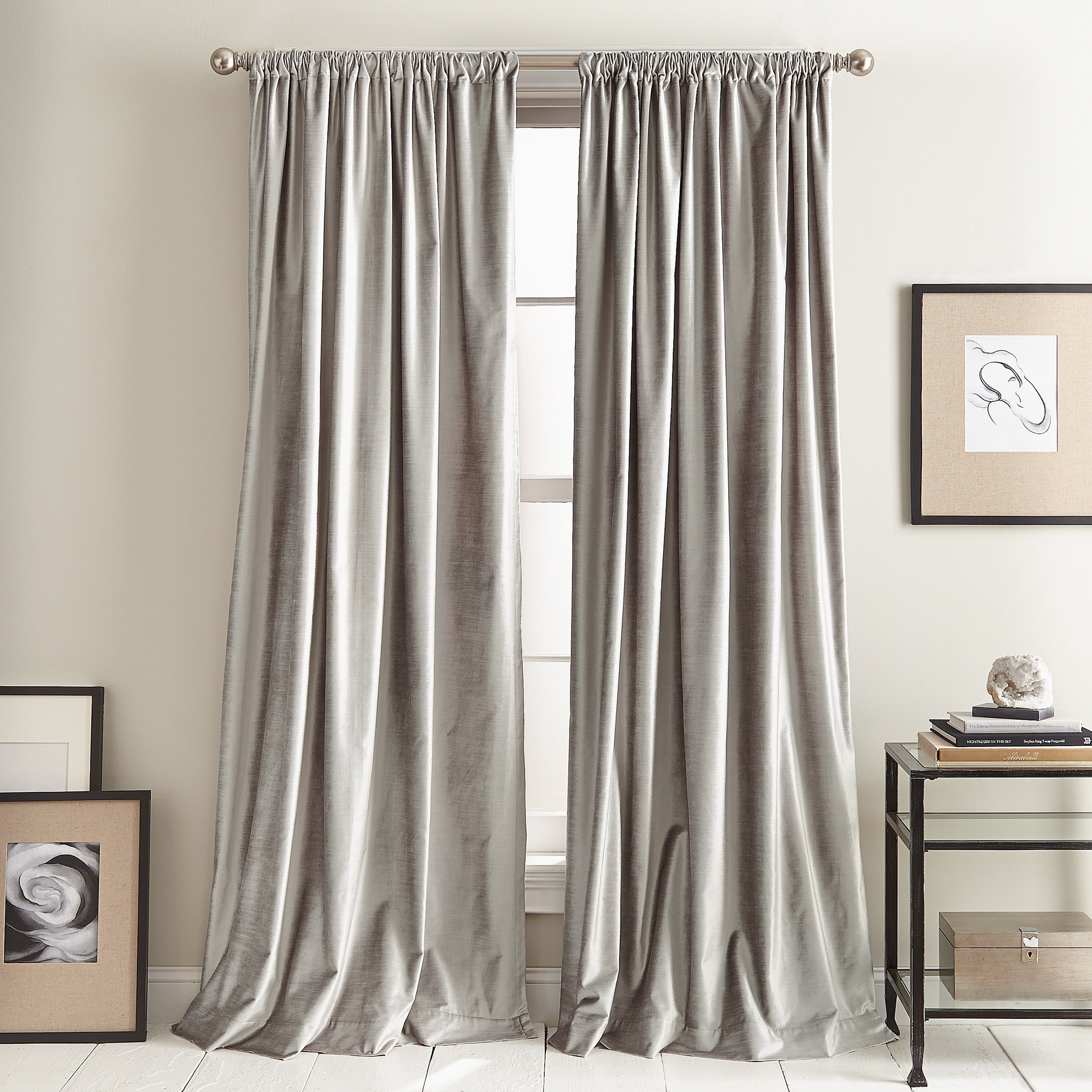 DKNY Modern Knotted Velvet Curtain Panel Pair