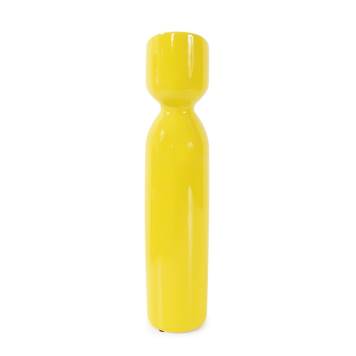 Allan Andrews Contemporary Glossy Yellow Slanted Top Ceramic Vase