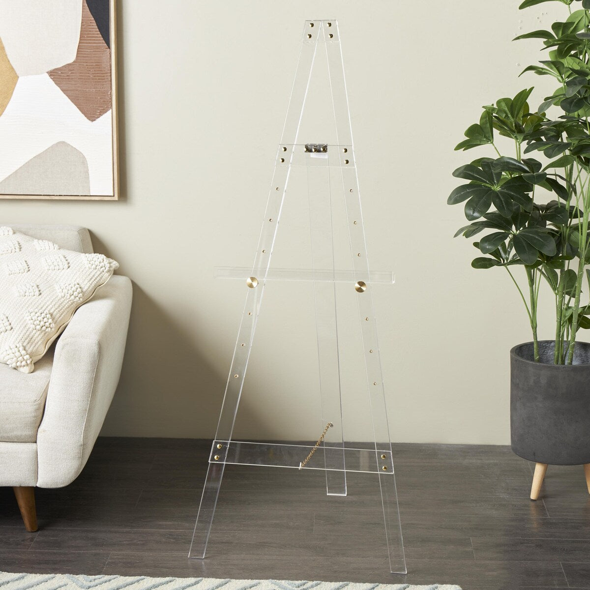 Acrylic Plastic Adjustable 7 Tier Display Easel with Silver or Gold Accents and Chain Support - Clear - Roche River Decor