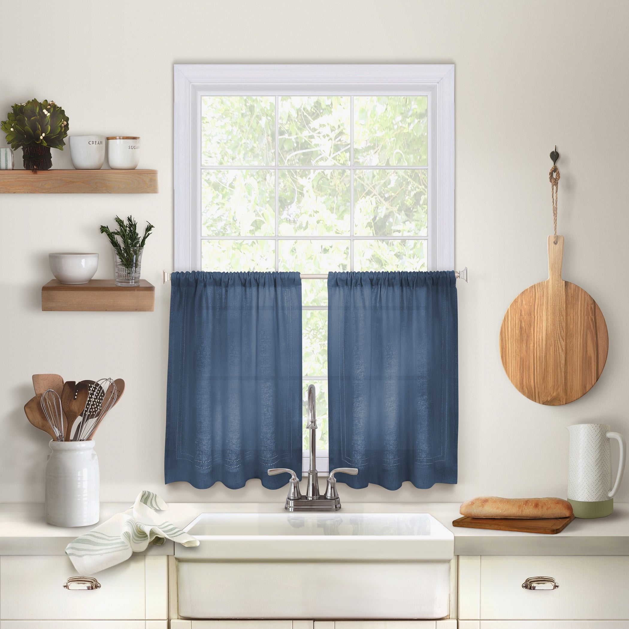 Elrene Cameron Rod Pocket Kitchen Curtain Tier Set of Two