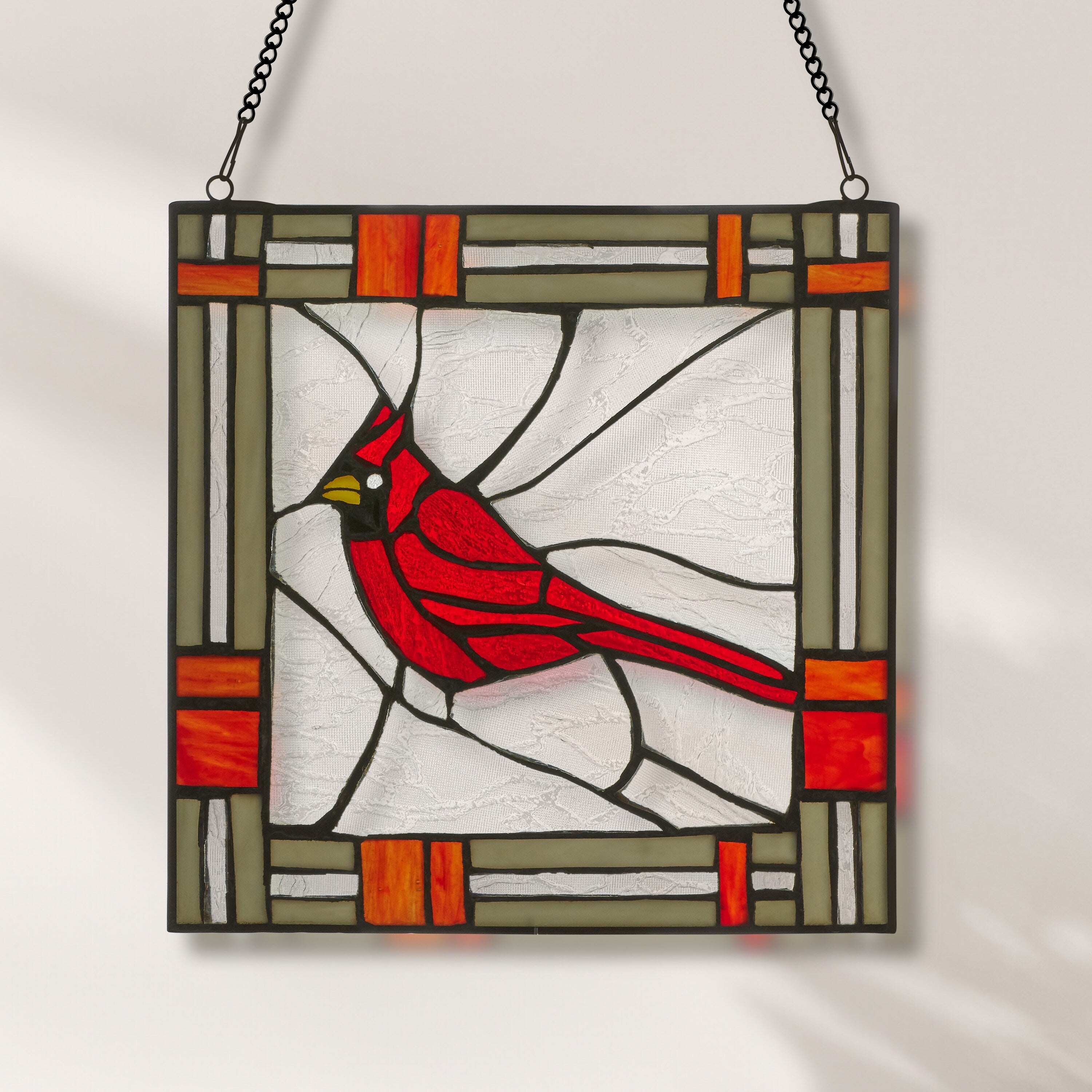 River of Goods 11H Carol the Cardinal Stained Glass Window Panel - 11 x 0.25 x 11