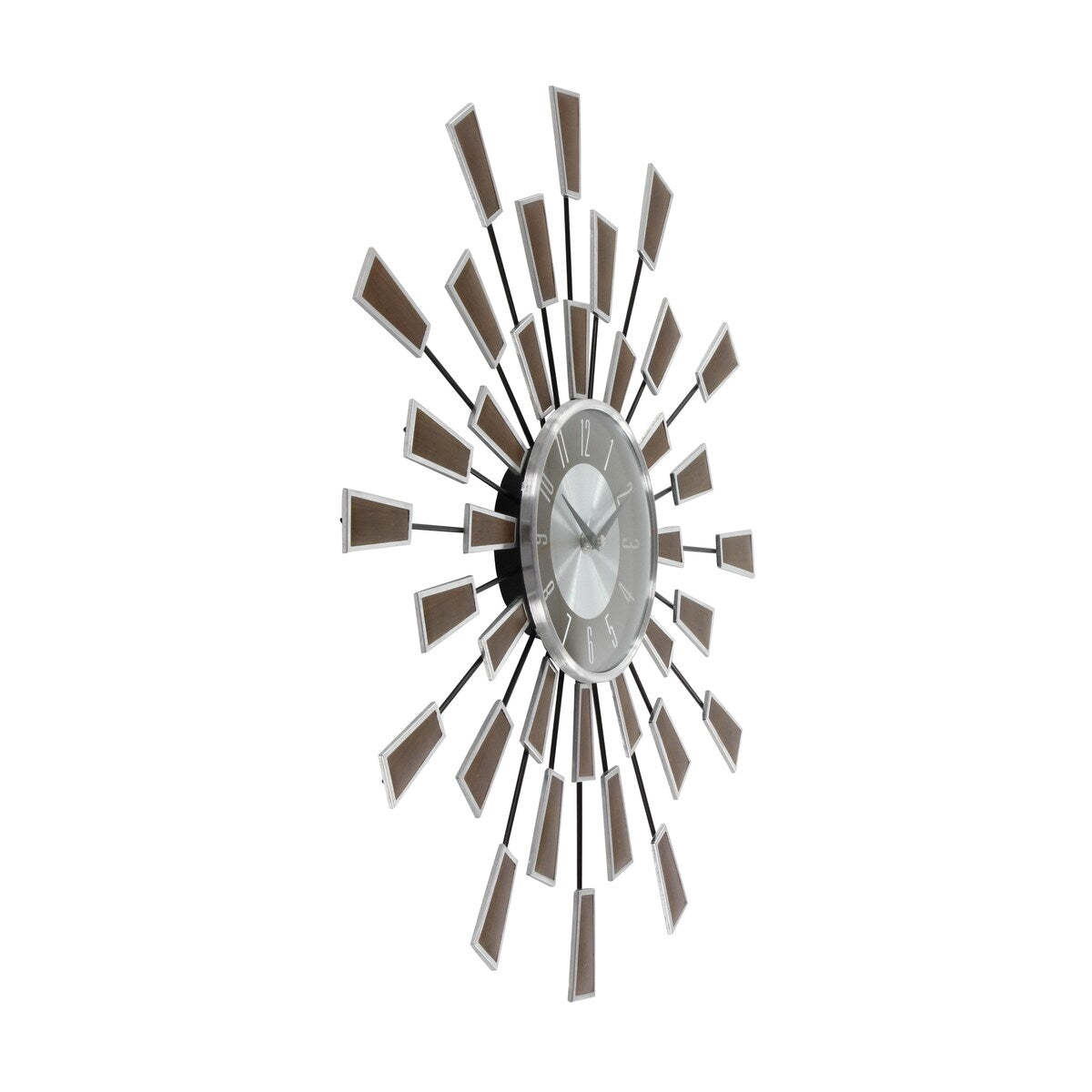 Metal Starburst Decorative Wall Clock with Crystal Accents - Gold, Brown, Silver, Copper - Roche River Decor