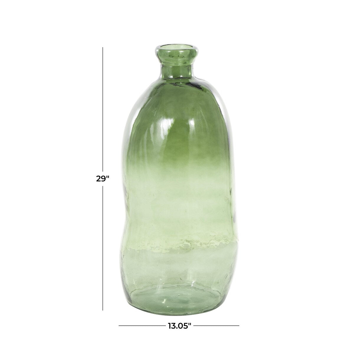 Recycled Glass Abstract Handmade Curved Spanish Bottle Decorative Vase - Green, Blue, Clear, Brown - Roche River Decor