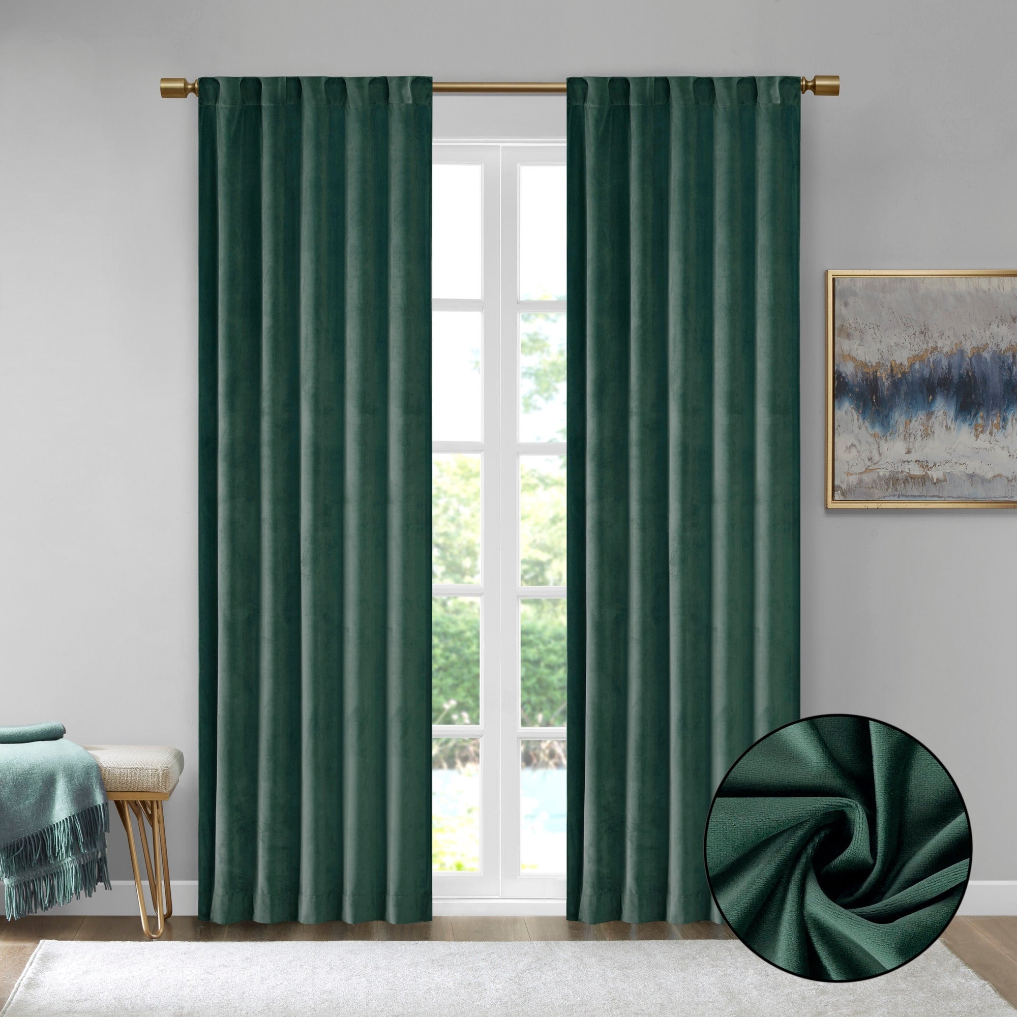 510 Design Garett Room Darkening Poly Velvet Rod Pocket/Back Tab Curtain Panel Pair