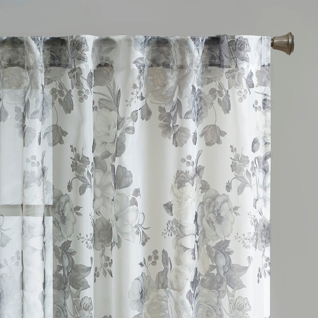 Rod Pocket and Back Tab Voile Sheer Curtain