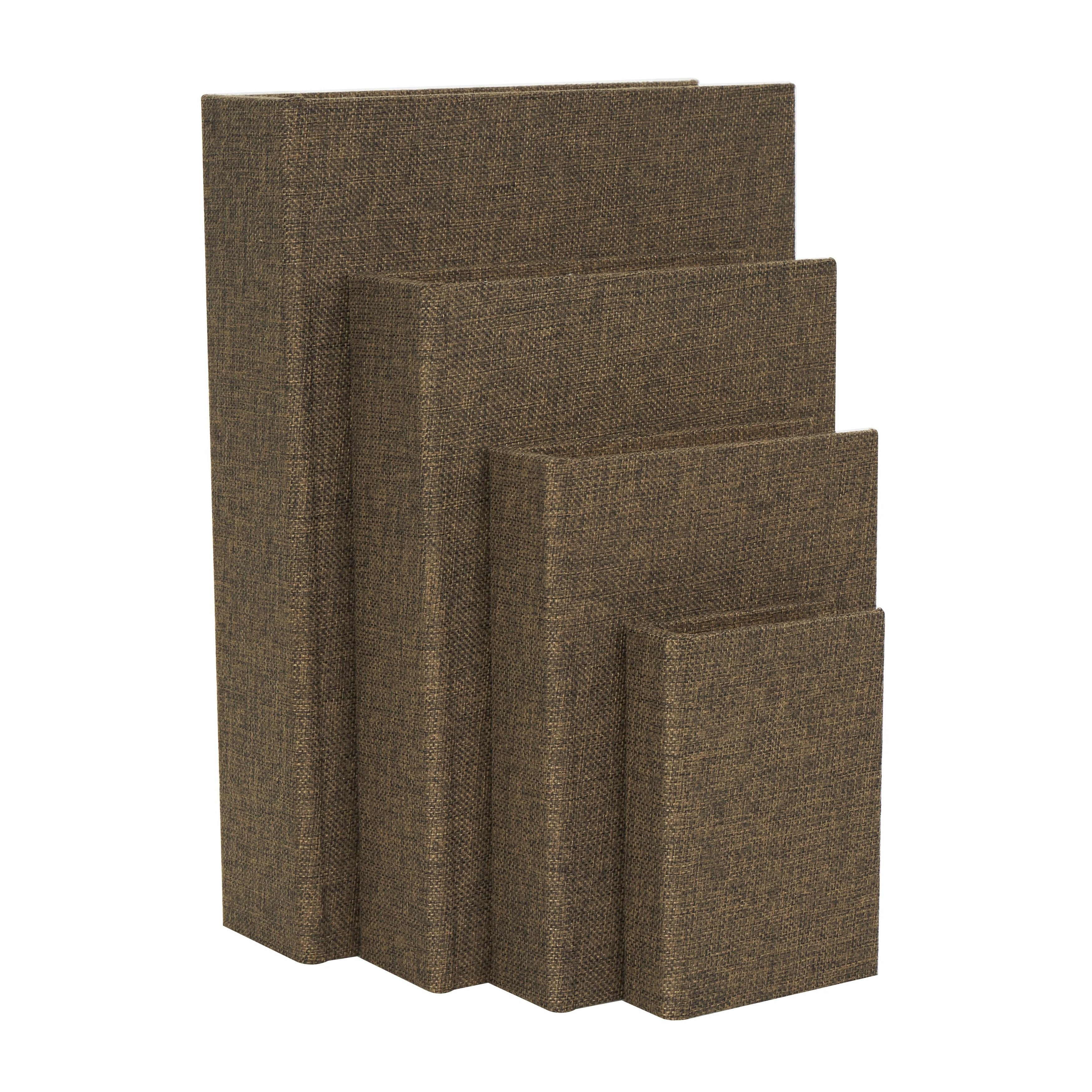 Linen Leather or Wooden Fabric Storage Book Decorative Box - Set of 3 or 4 Multi Colored - Roche River Decor