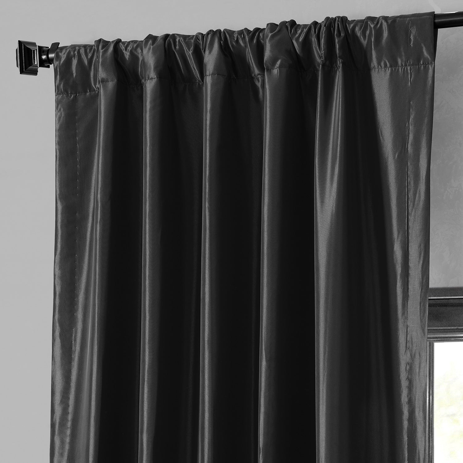 Exclusive Fabric Faux Silk Taffeta Solid Blackout Curtain (1 Panel)