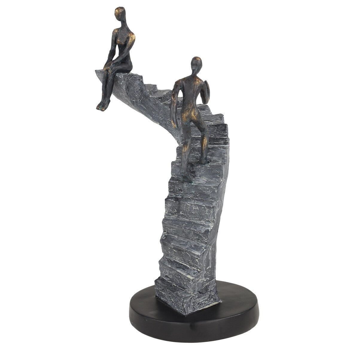 Polystone People Decorative Sculpture with Stairs - Black - Roche River Decor