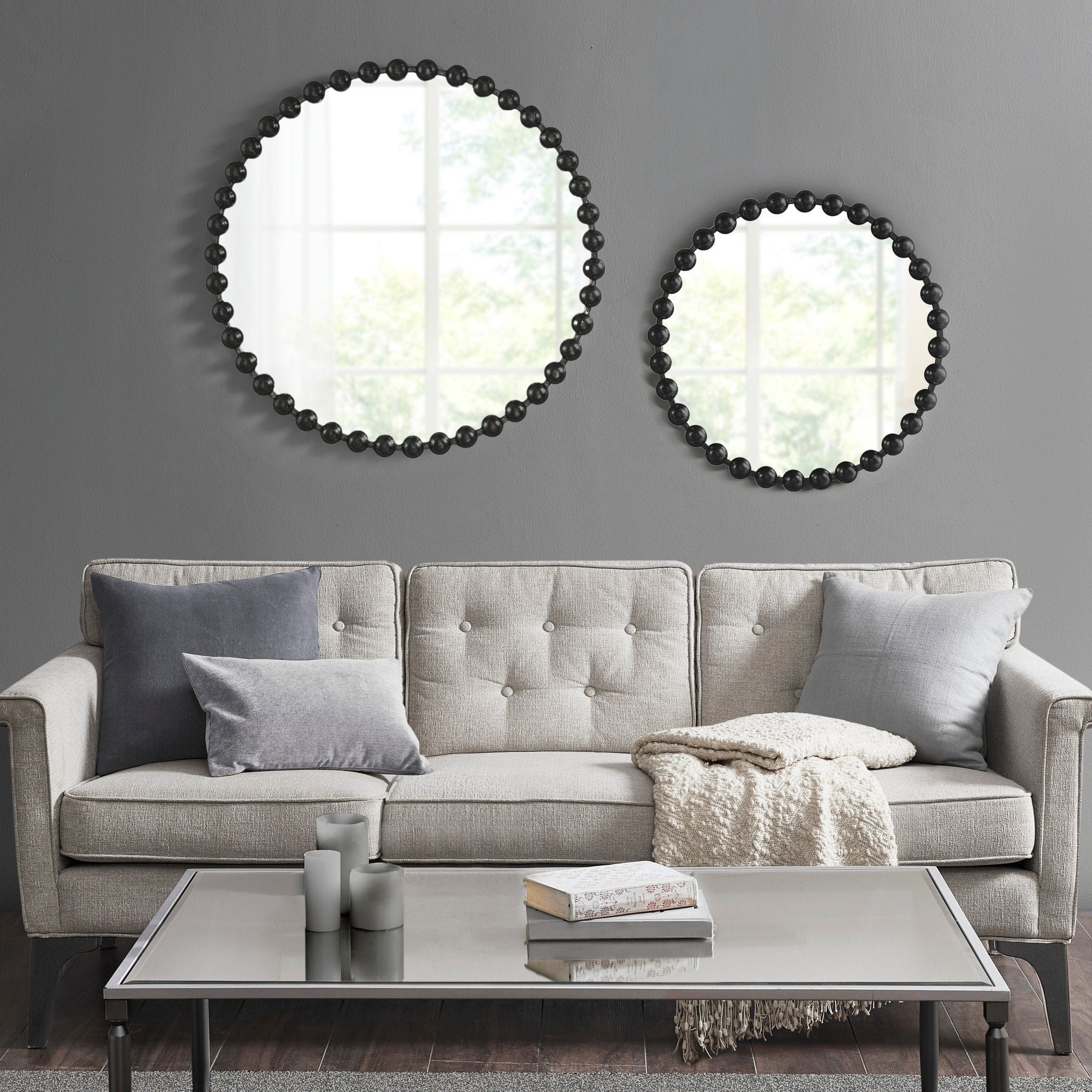 Madison Park Signature Marlowe Beaded Round Wall Mirror
