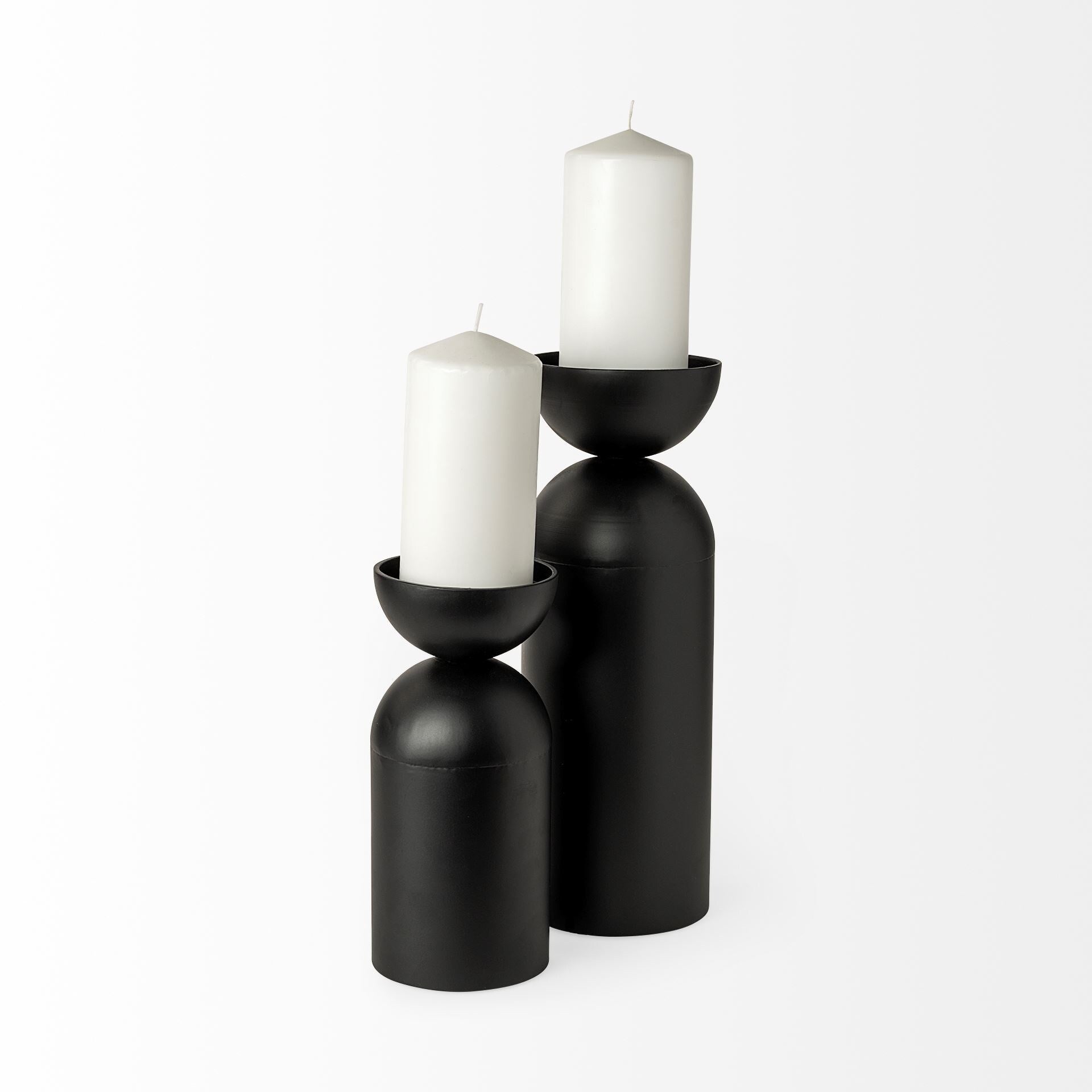 Alex Large Black Metal Cylindrical Table Candle Holder