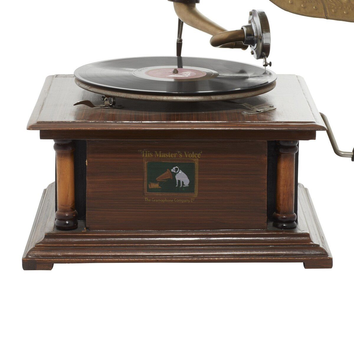 Wood Functional Gramophone with Record - Copper - Roche River Decor