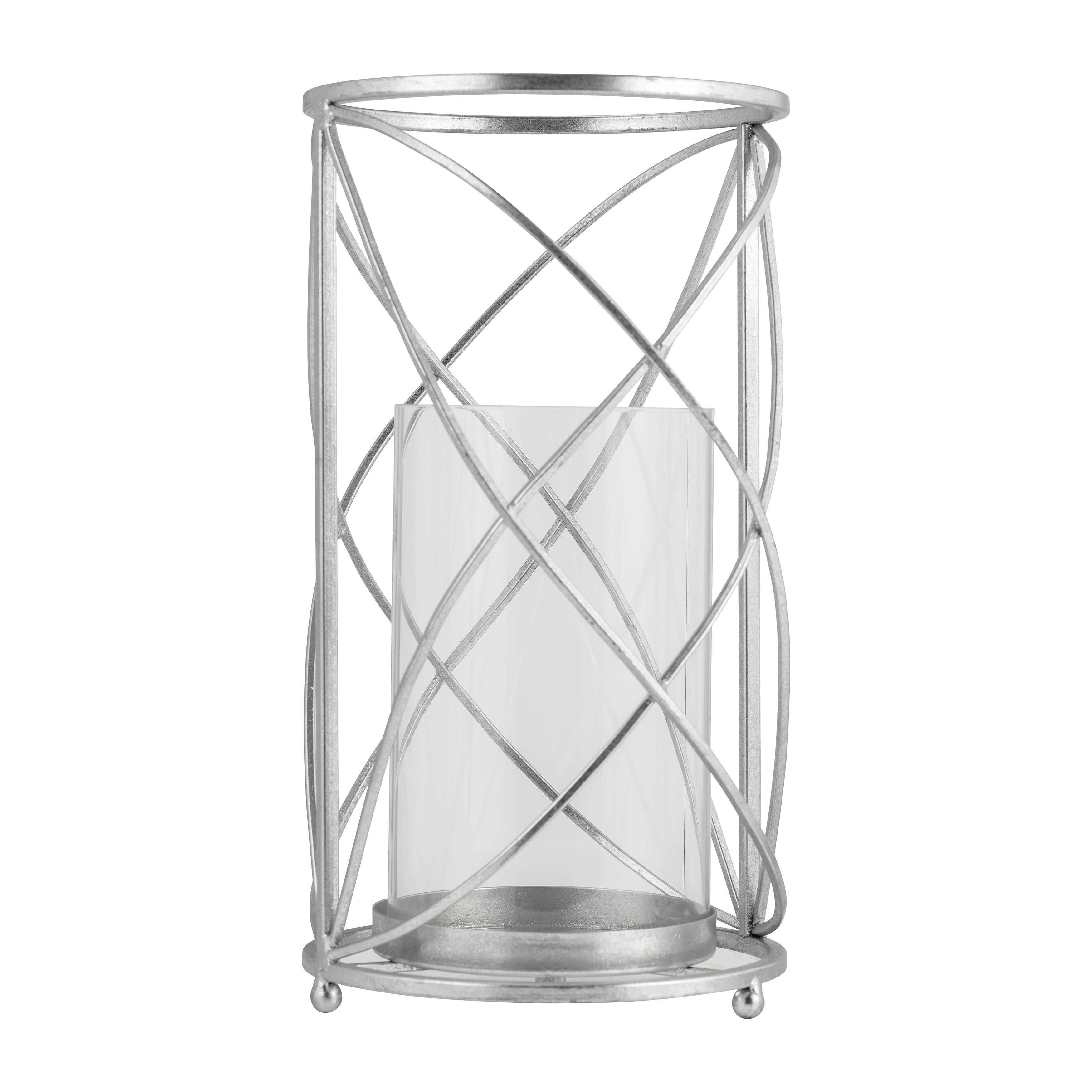 Sagebrook Home Modern Glam Glass and Metal Hurricane Candle Holder