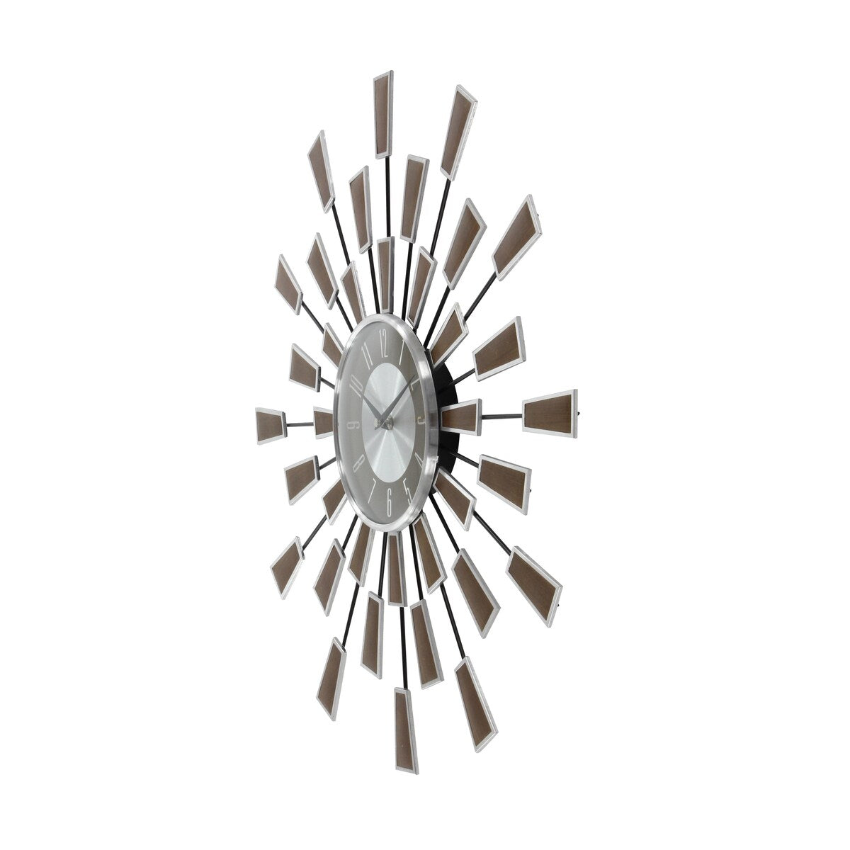 Metal Starburst Decorative Wall Clock with Crystal Accents - Gold, Brown, Silver, Copper - Roche River Decor