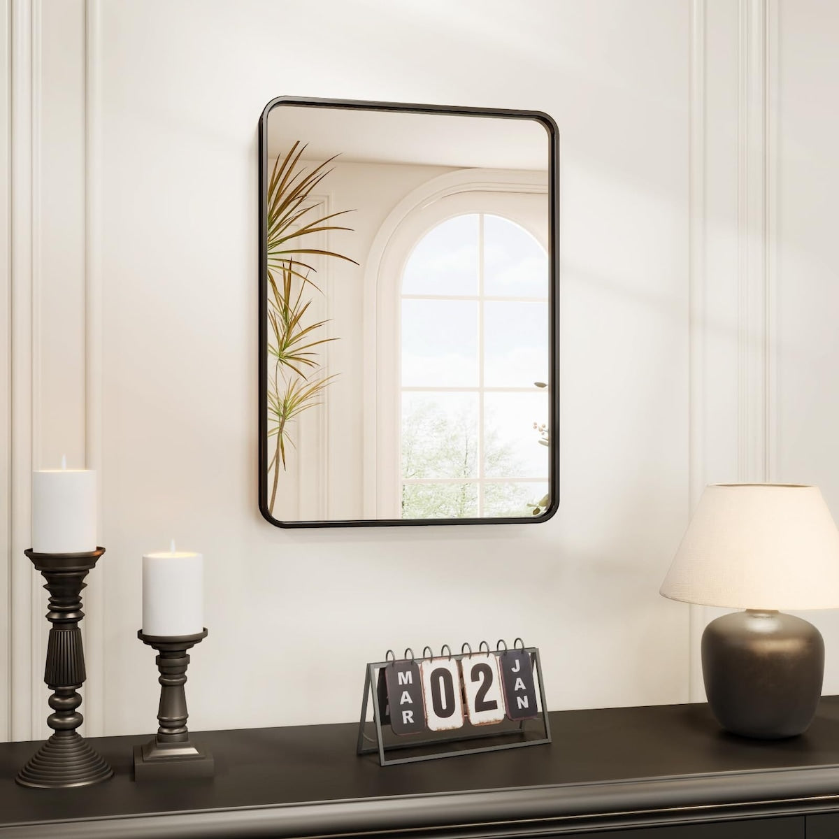 Black Metal Framed Bathroom Mirror