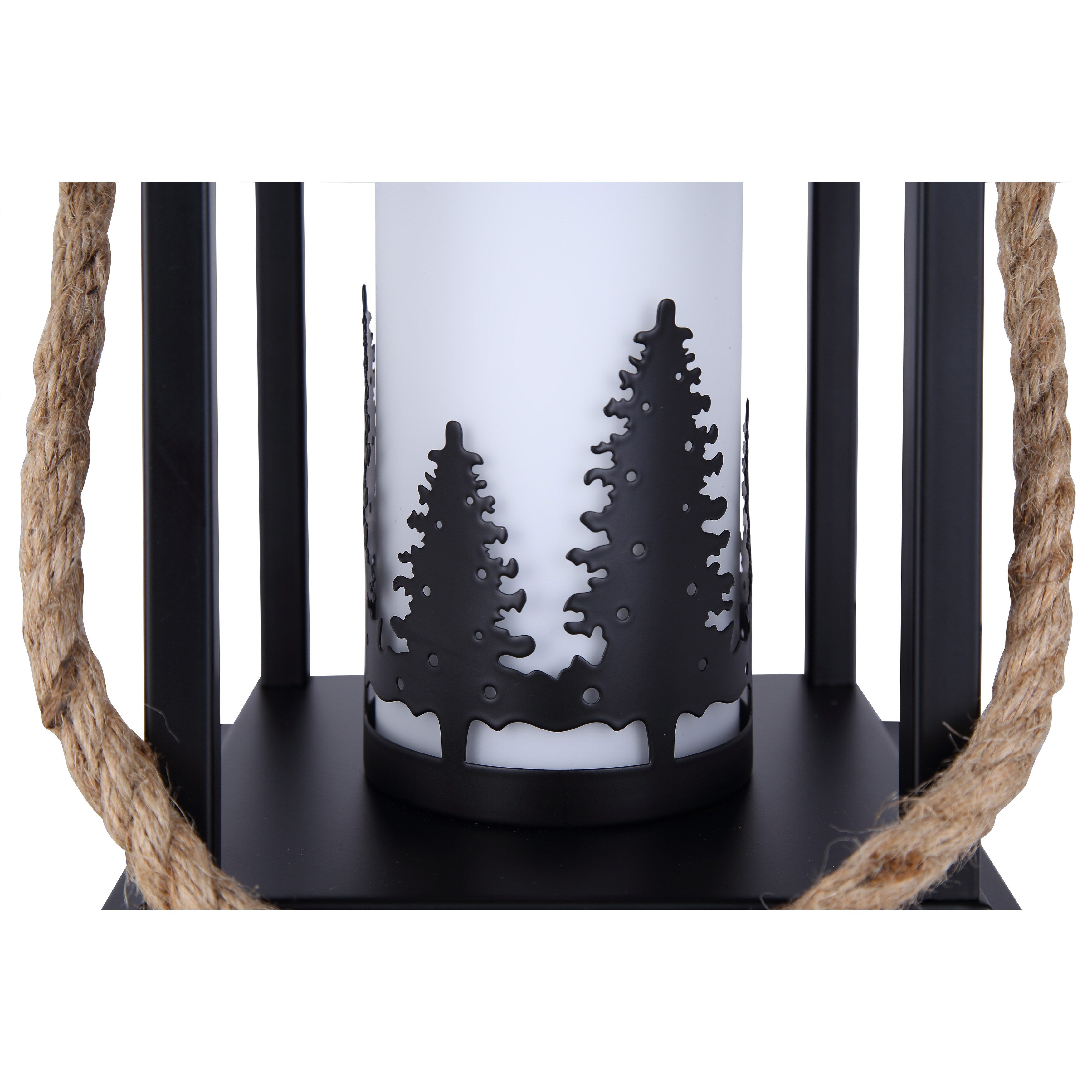 Collie 1 Light Table Lamp with Matte Black and Rope Finish and White Shade