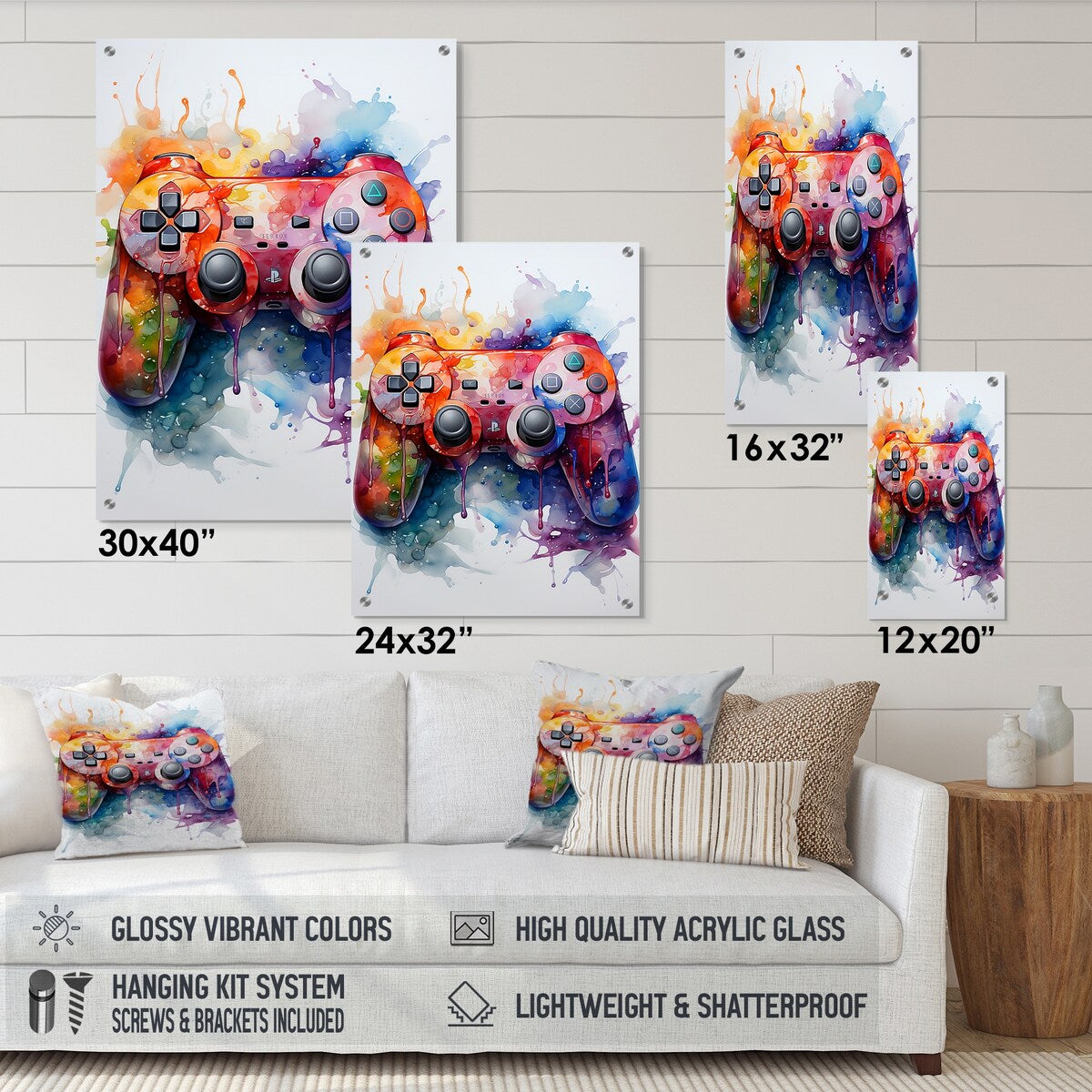 Designart Colorful Video Game Gameplay Bliss Video Games Multi-Color - Modern Acrylic Wall Art For Hallway Decor