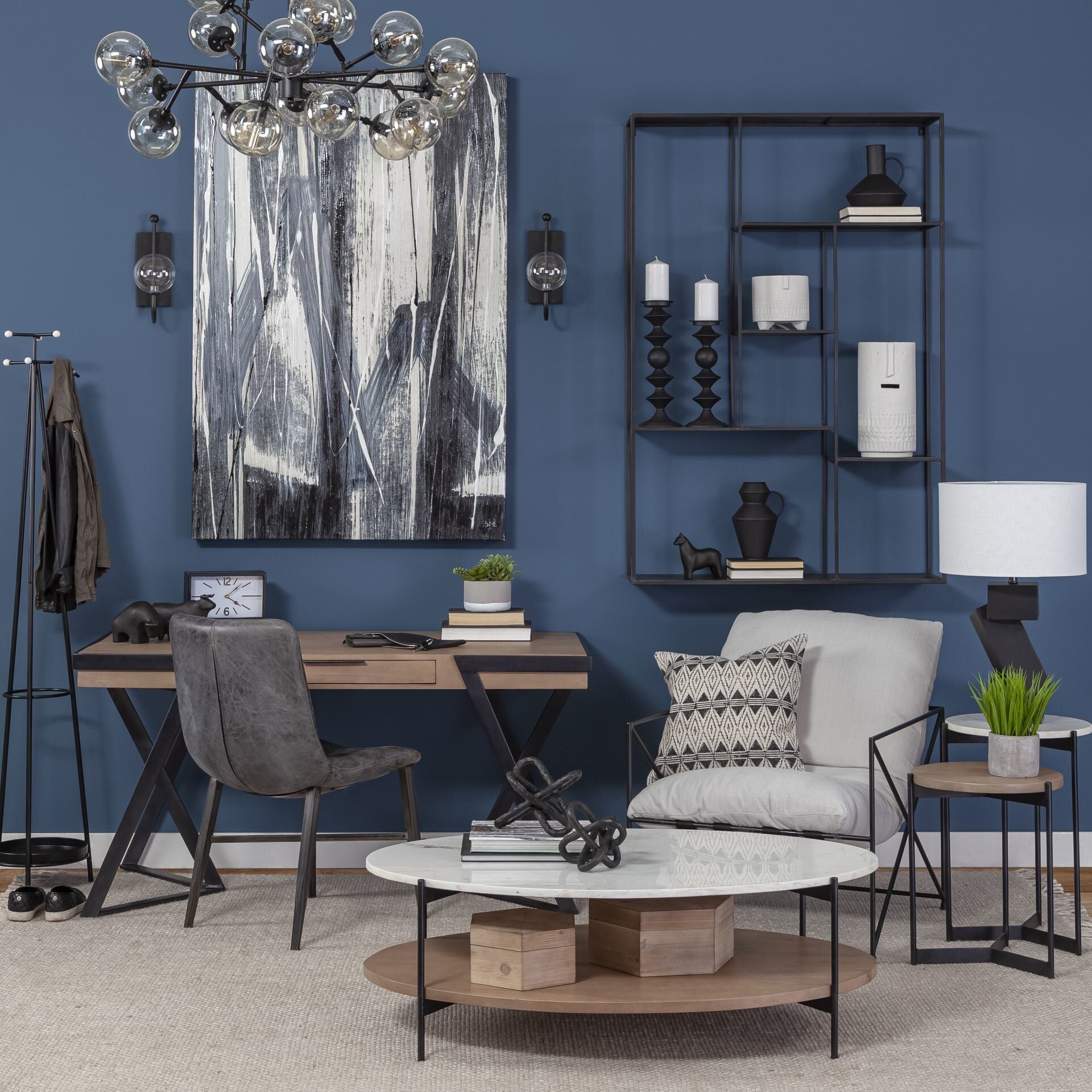 Meridius Black Metal Multi-Tier Wall Mounted Shelving Unit